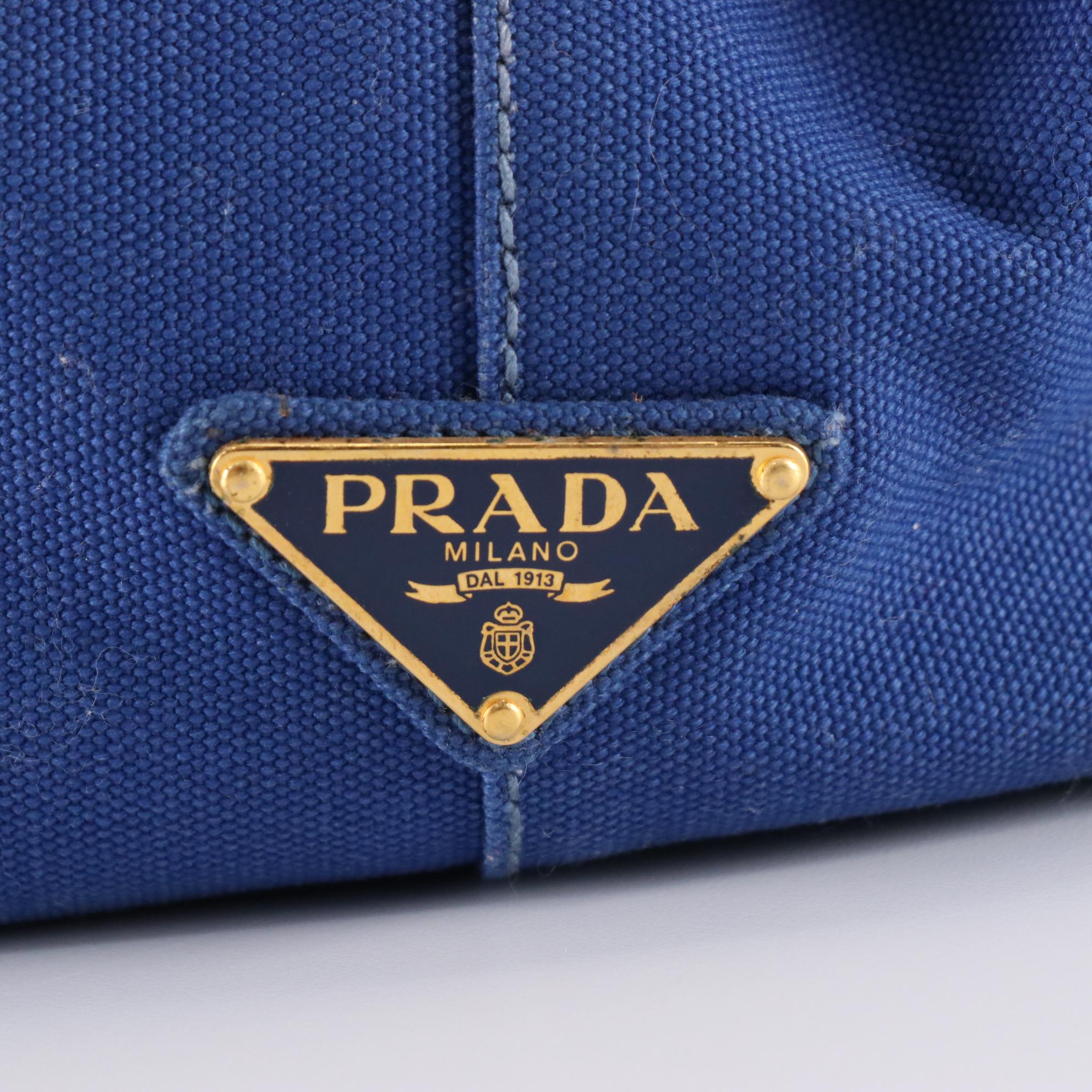 Prada Canapa Tote Bag in Cobalt Blue Canvas
