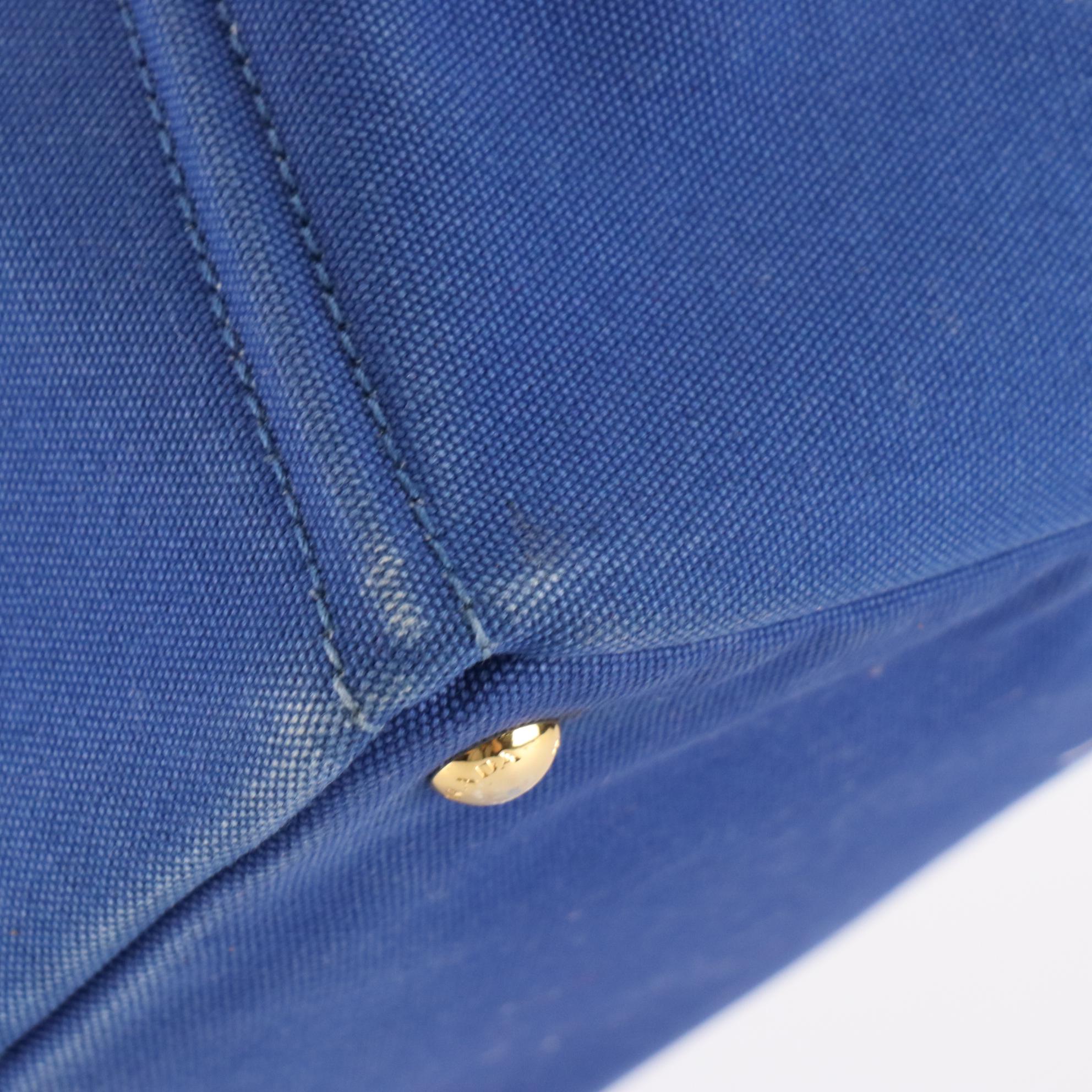 Prada Canapa Tote Bag in Cobalt Blue Canvas