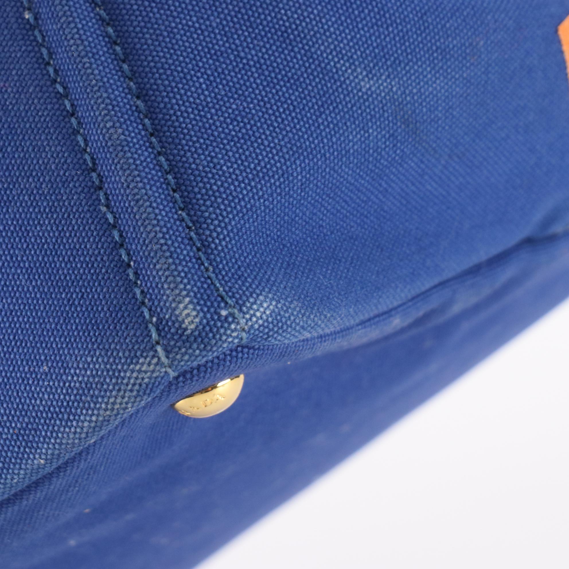 Prada Canapa Tote Bag in Cobalt Blue Canvas