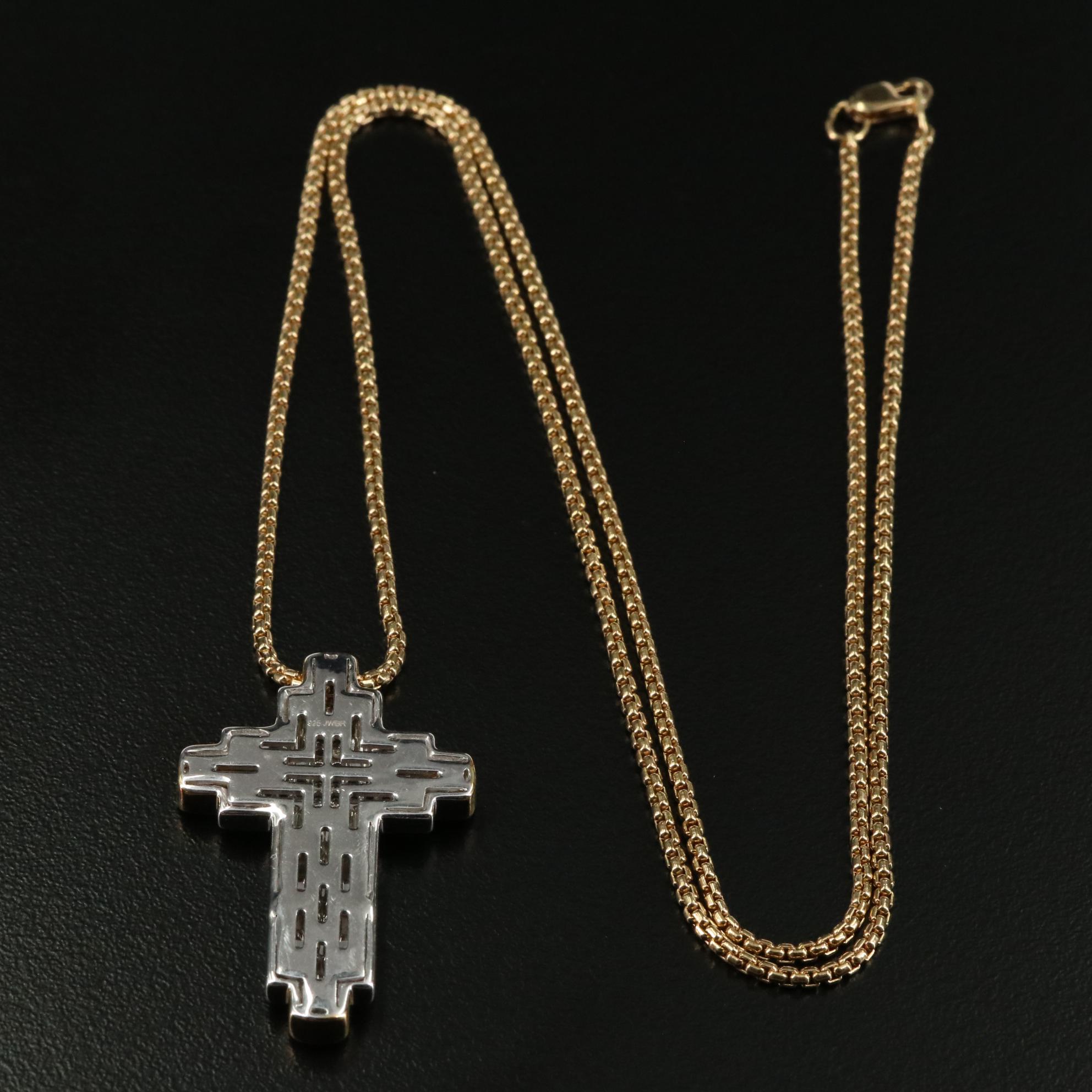 Sterling 0.51 CTW Diamond Cross Pendant Necklace
