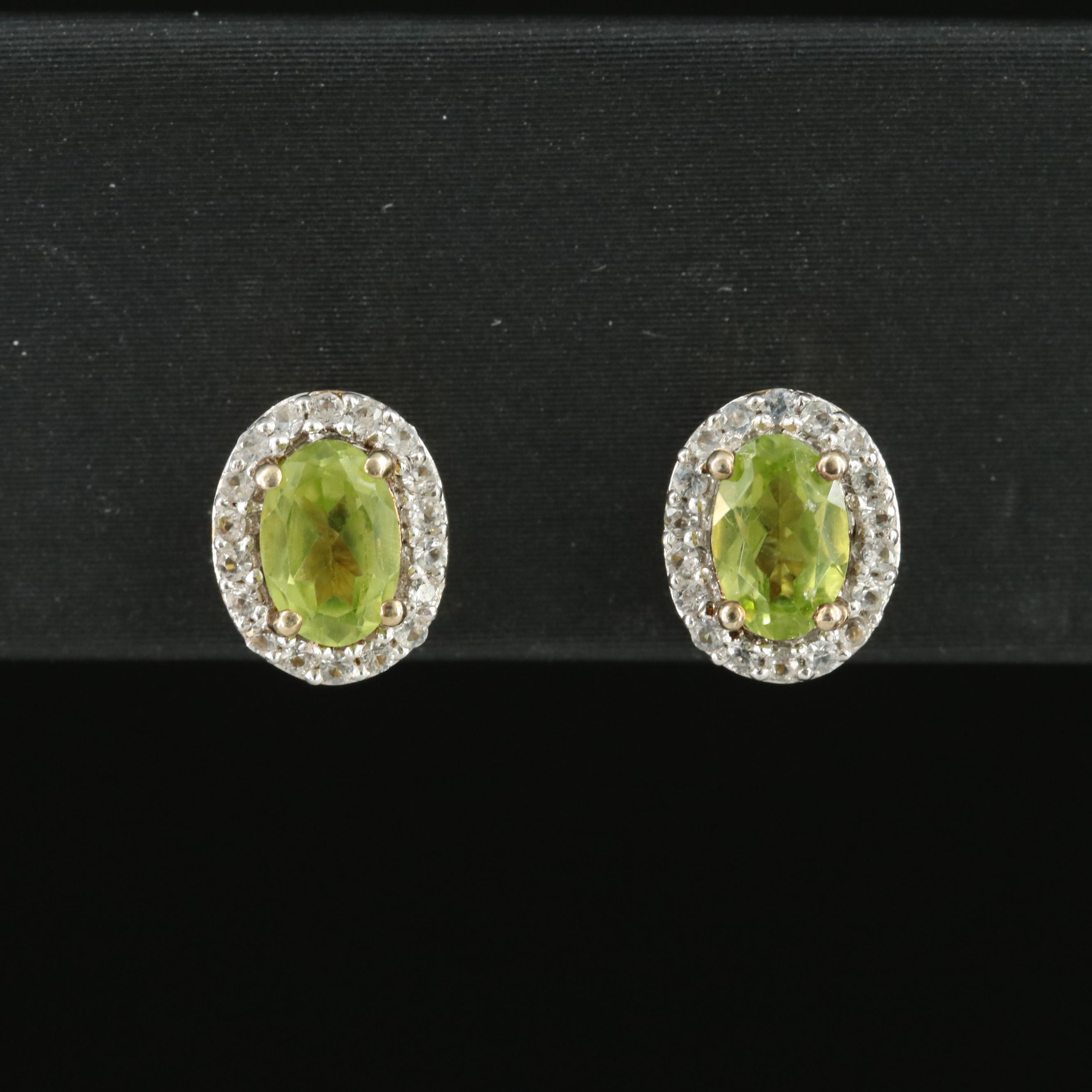 Sterling Peridot and Sapphire Stud Earrings