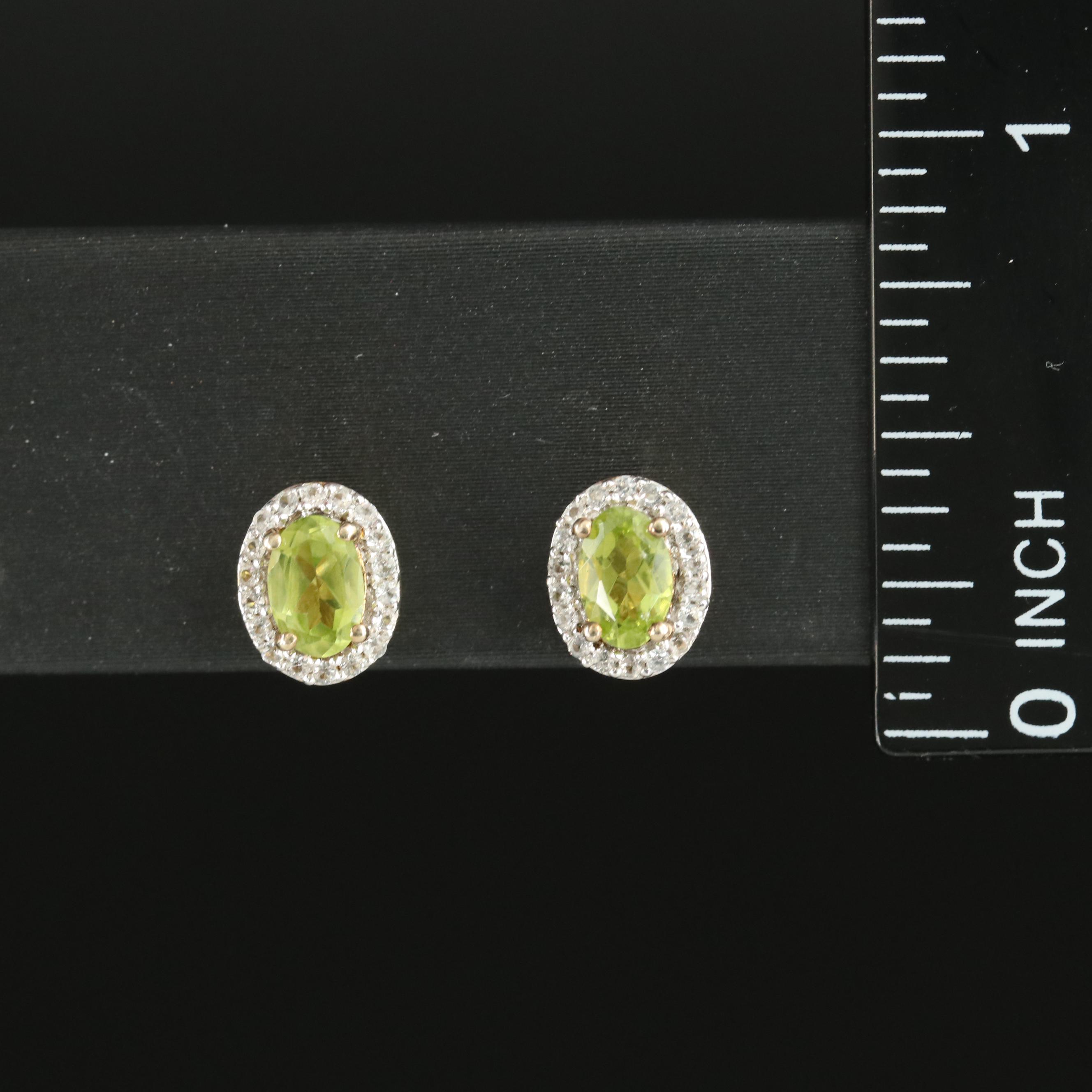 Sterling Peridot and Sapphire Stud Earrings