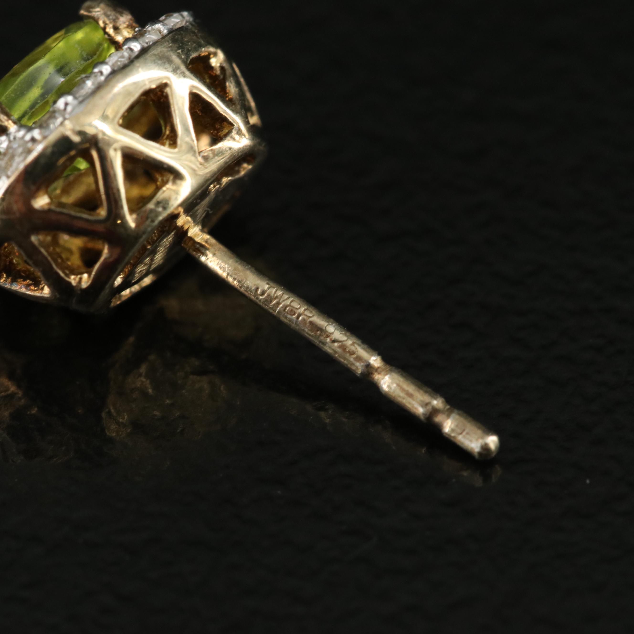 Sterling Peridot and Sapphire Stud Earrings