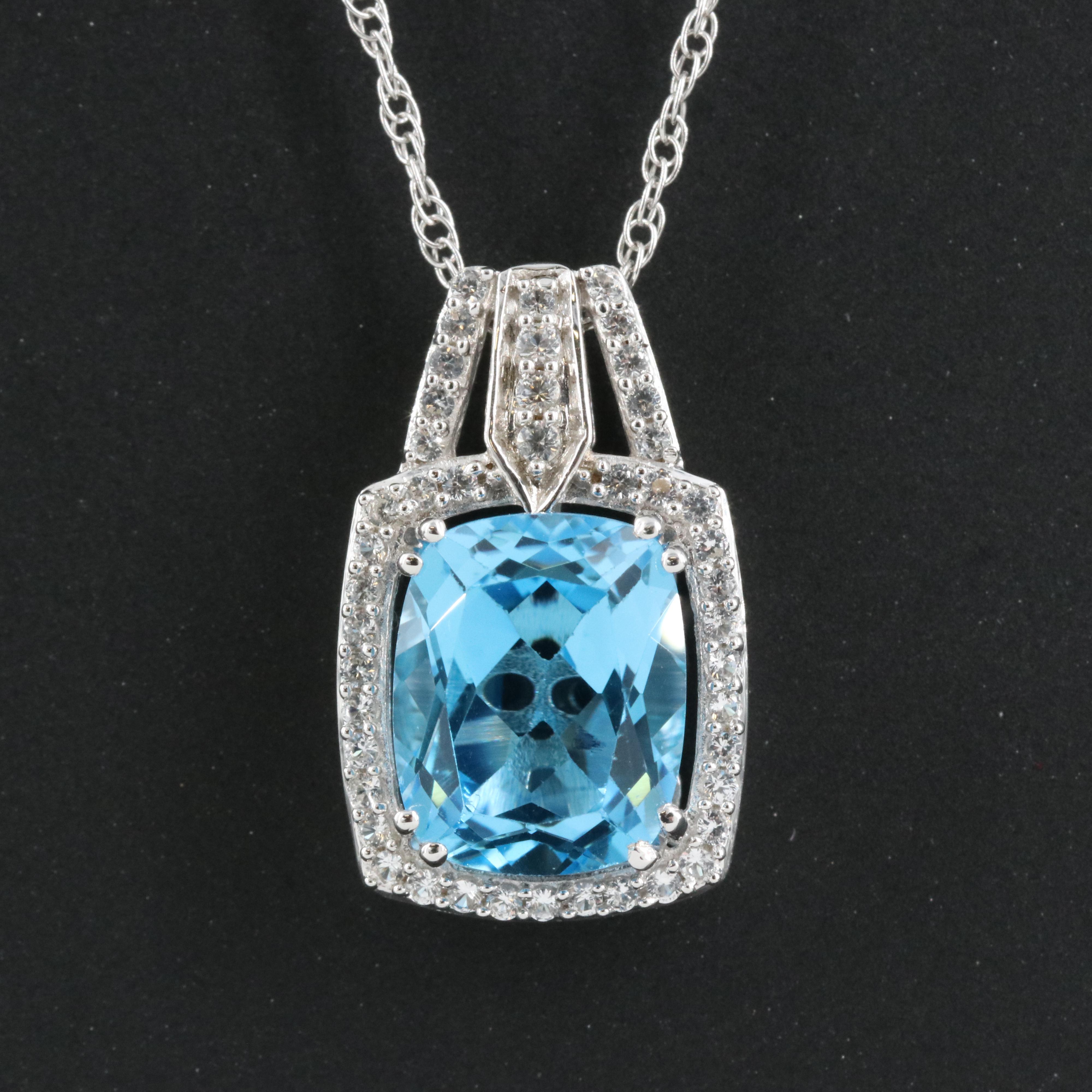 Sterling Topaz and Sapphire Pendant Necklace