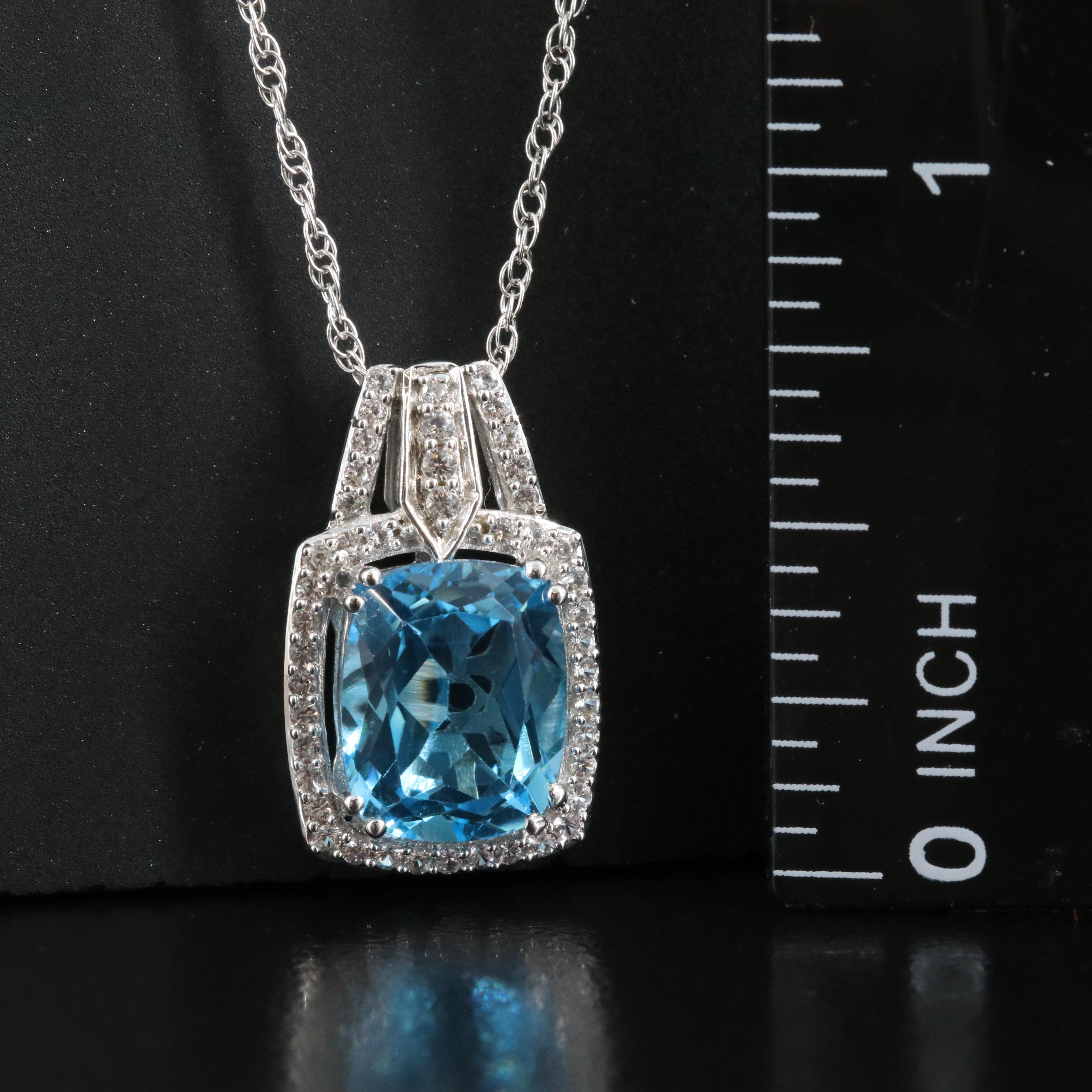 Sterling Topaz and Sapphire Pendant Necklace
