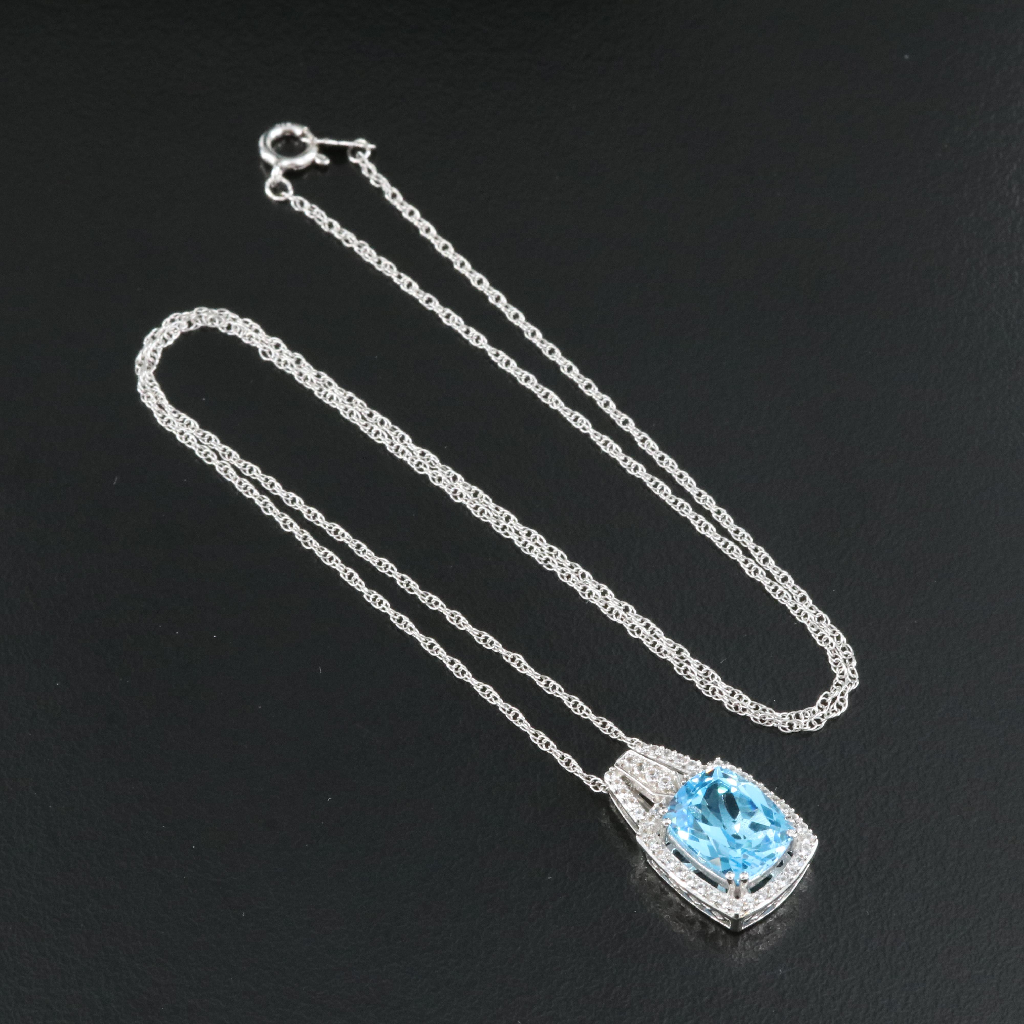 Sterling Topaz and Sapphire Pendant Necklace