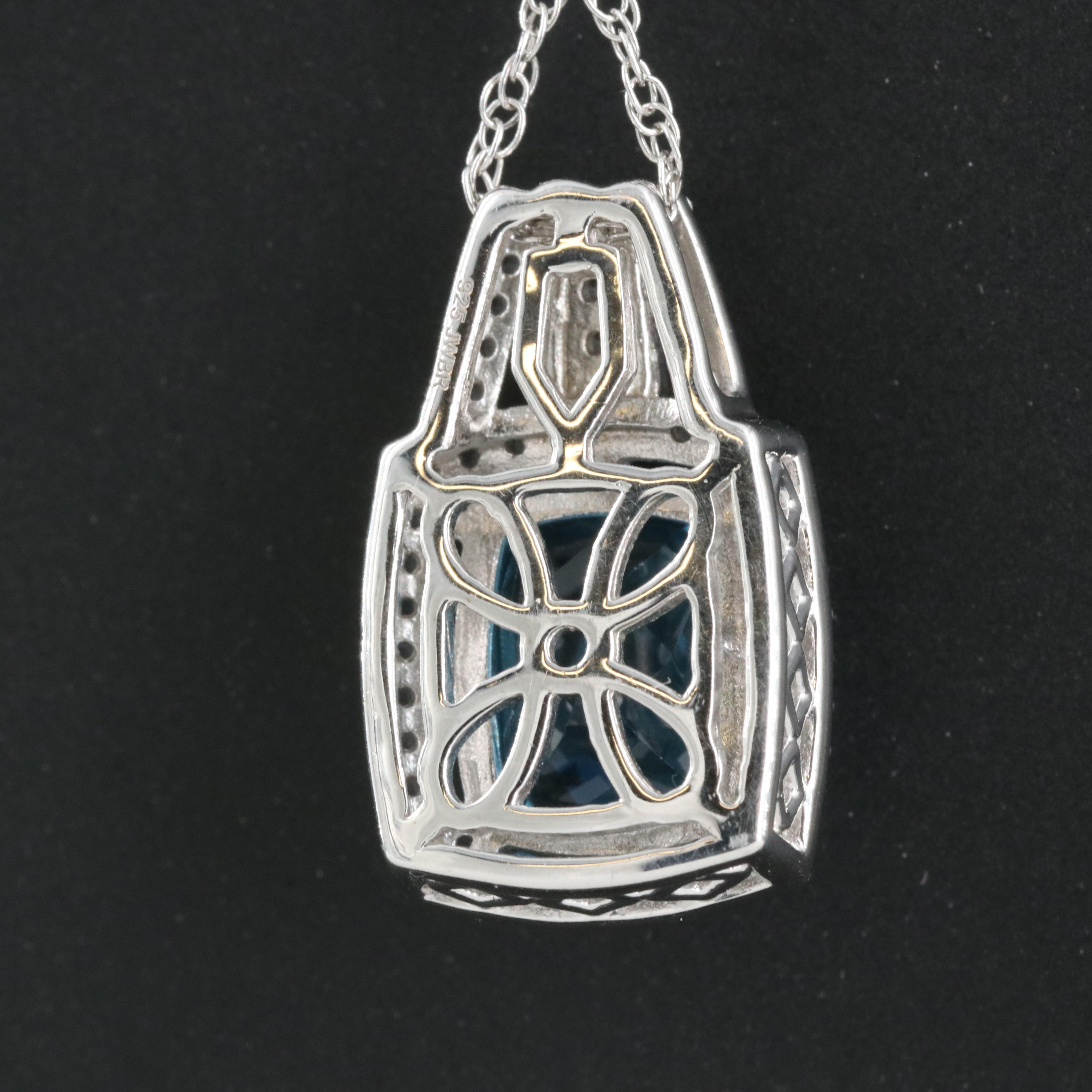 Sterling Topaz and Sapphire Pendant Necklace
