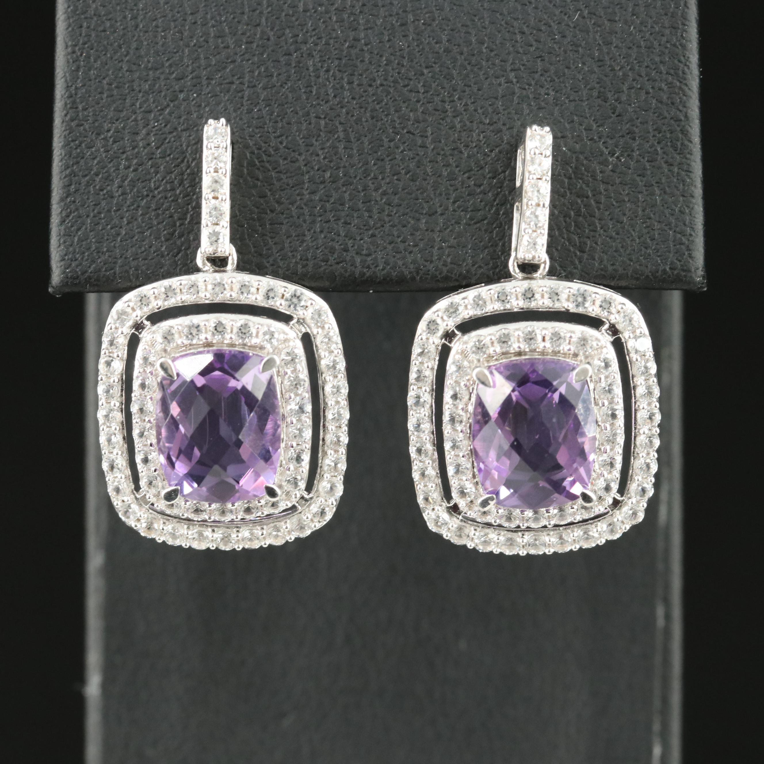 Sterling Amethyst and Sapphire Earrings