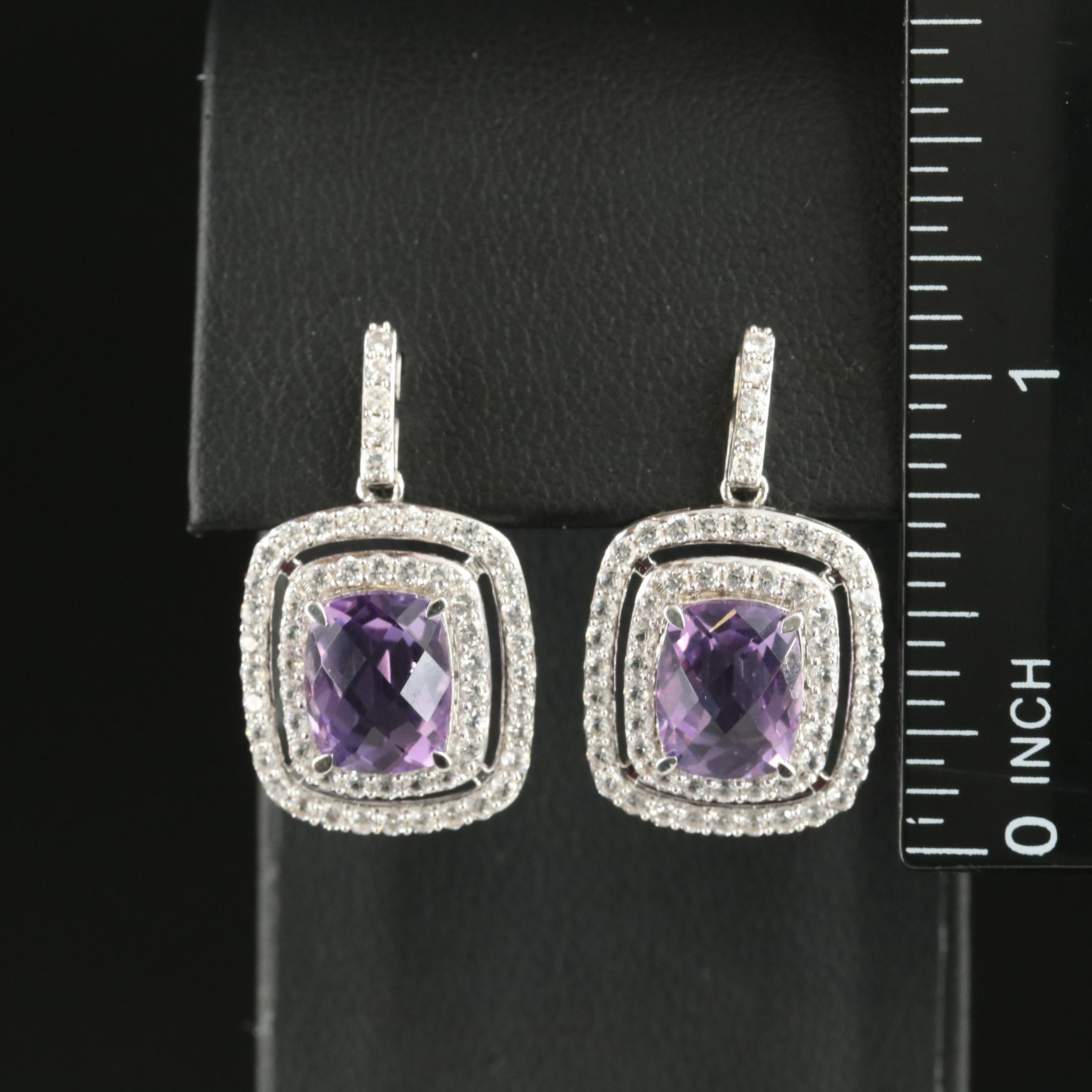 Sterling Amethyst and Sapphire Earrings