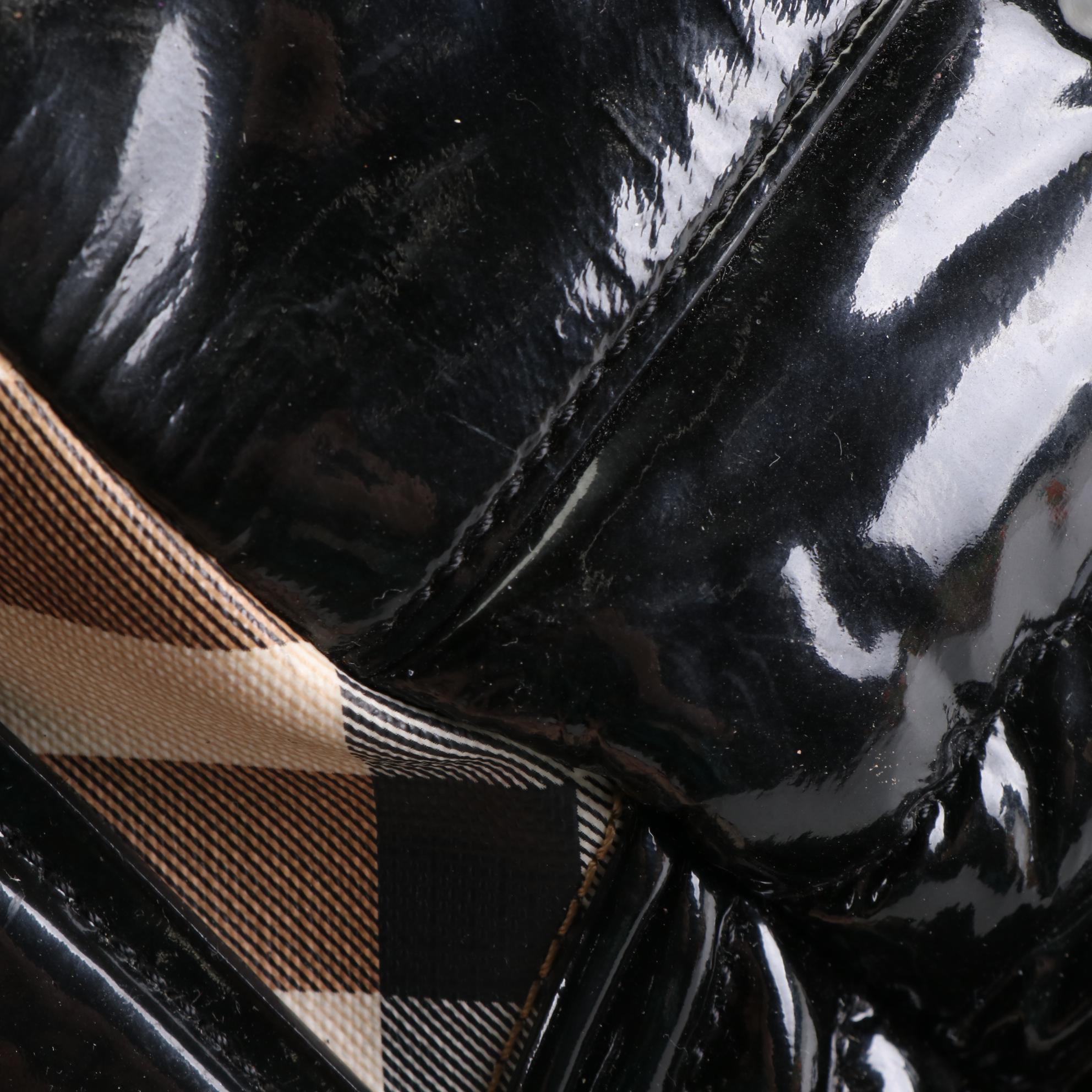Burberry Handbag in Nova Check Coated Canvas and Black Patent Leather
