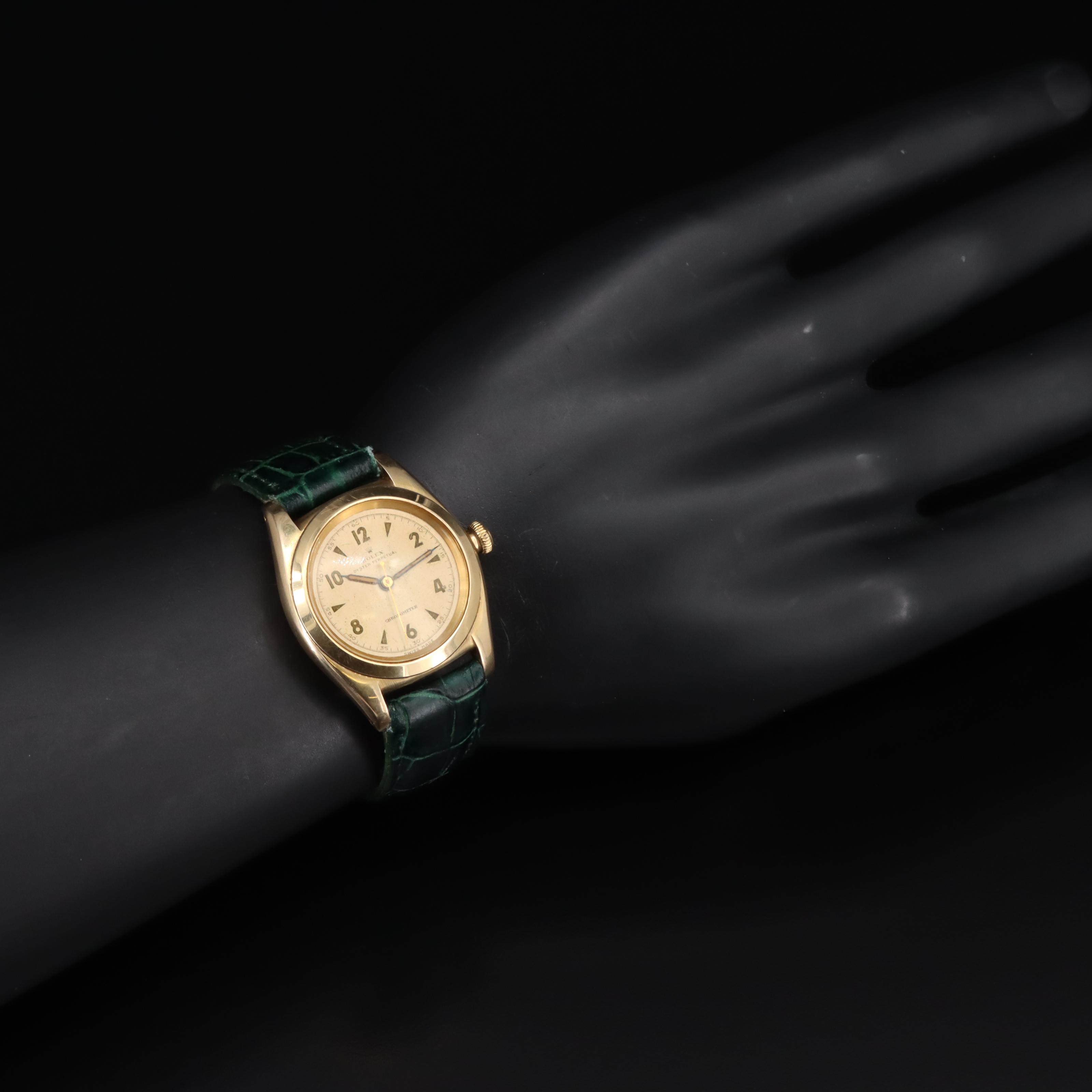 1947 Rolex 14K Oyster Perpetual Chronometer Bubble Back Watch