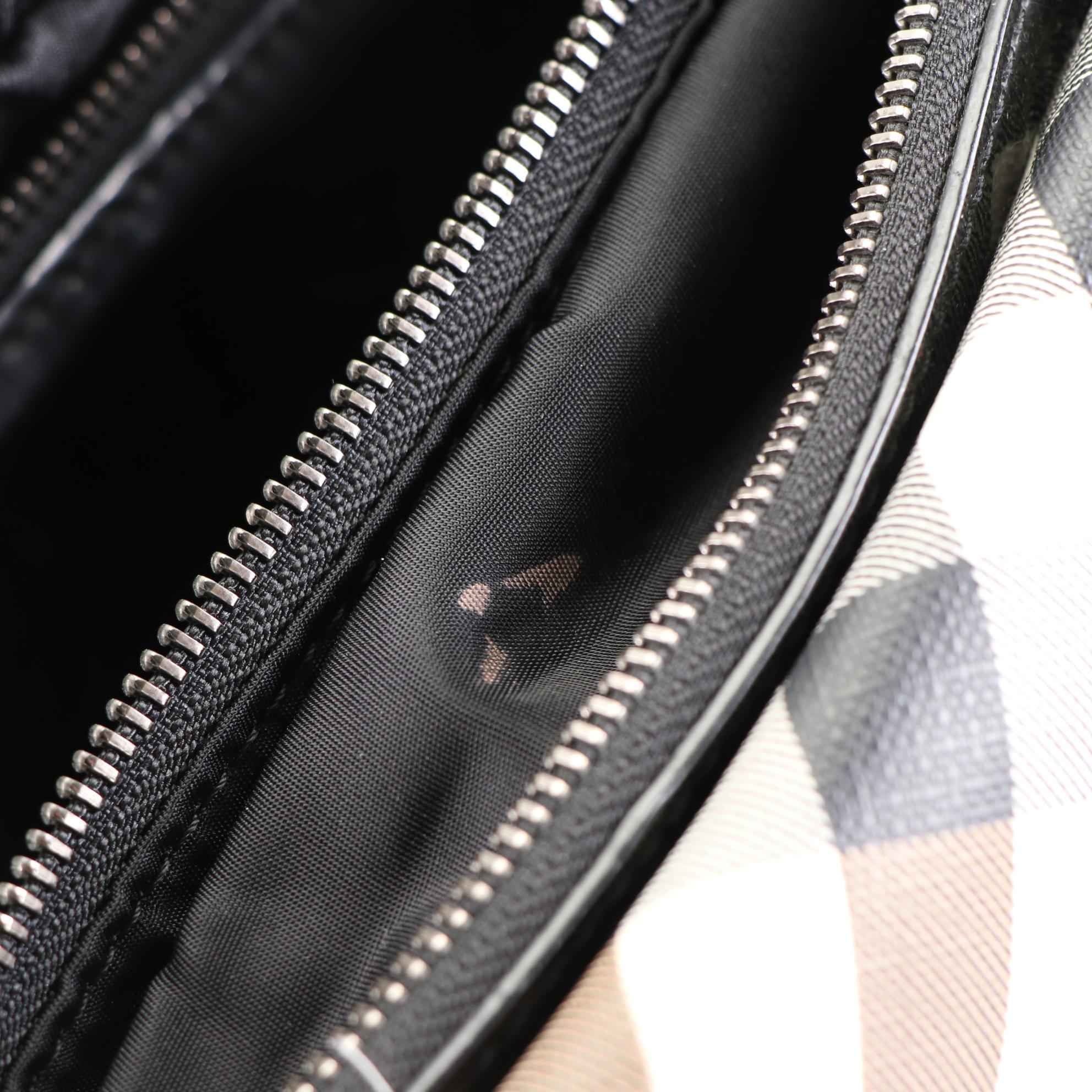 Burberry Handbag in Nova Check Coated Canvas and Black Patent Leather