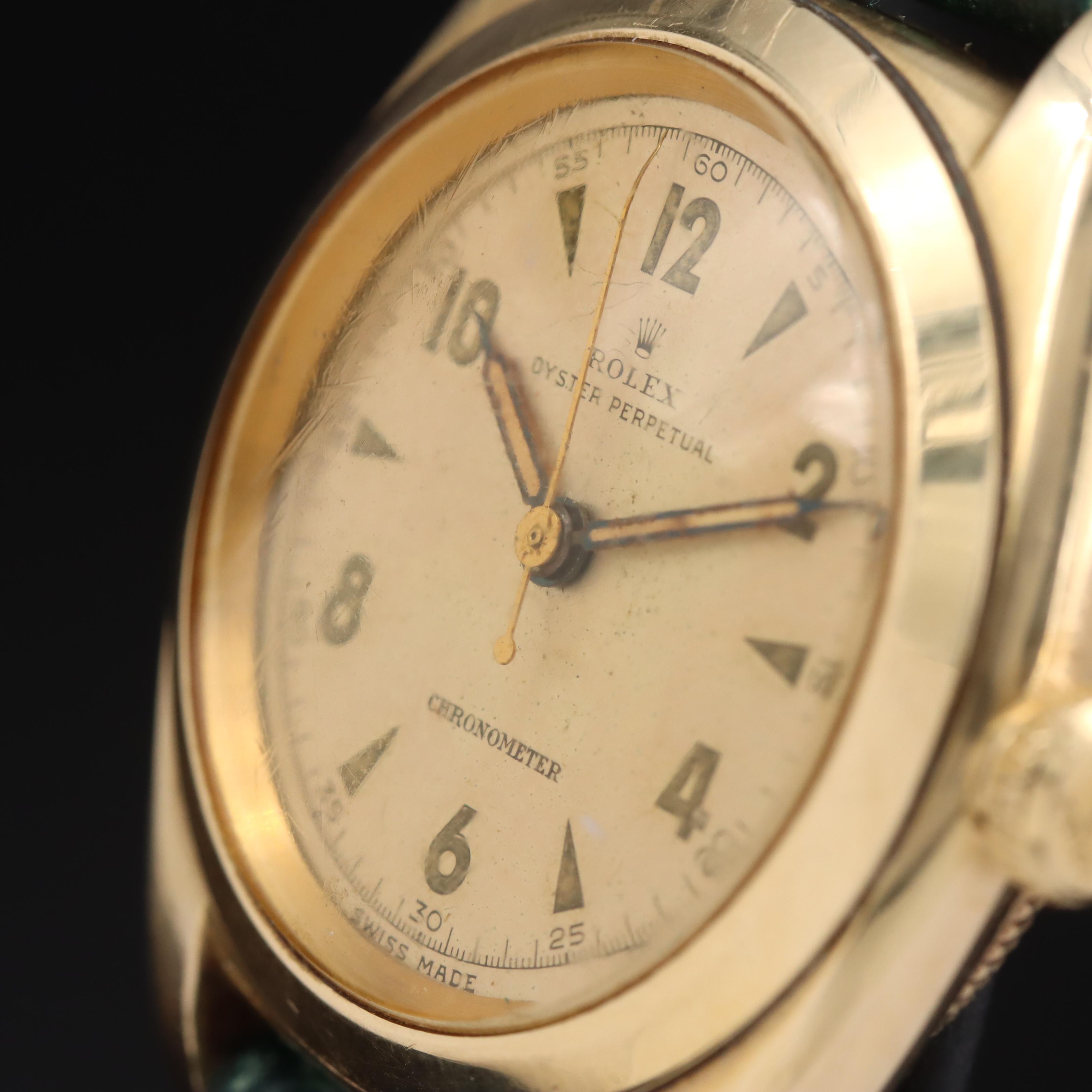 1947 Rolex 14K Oyster Perpetual Chronometer Bubble Back Watch