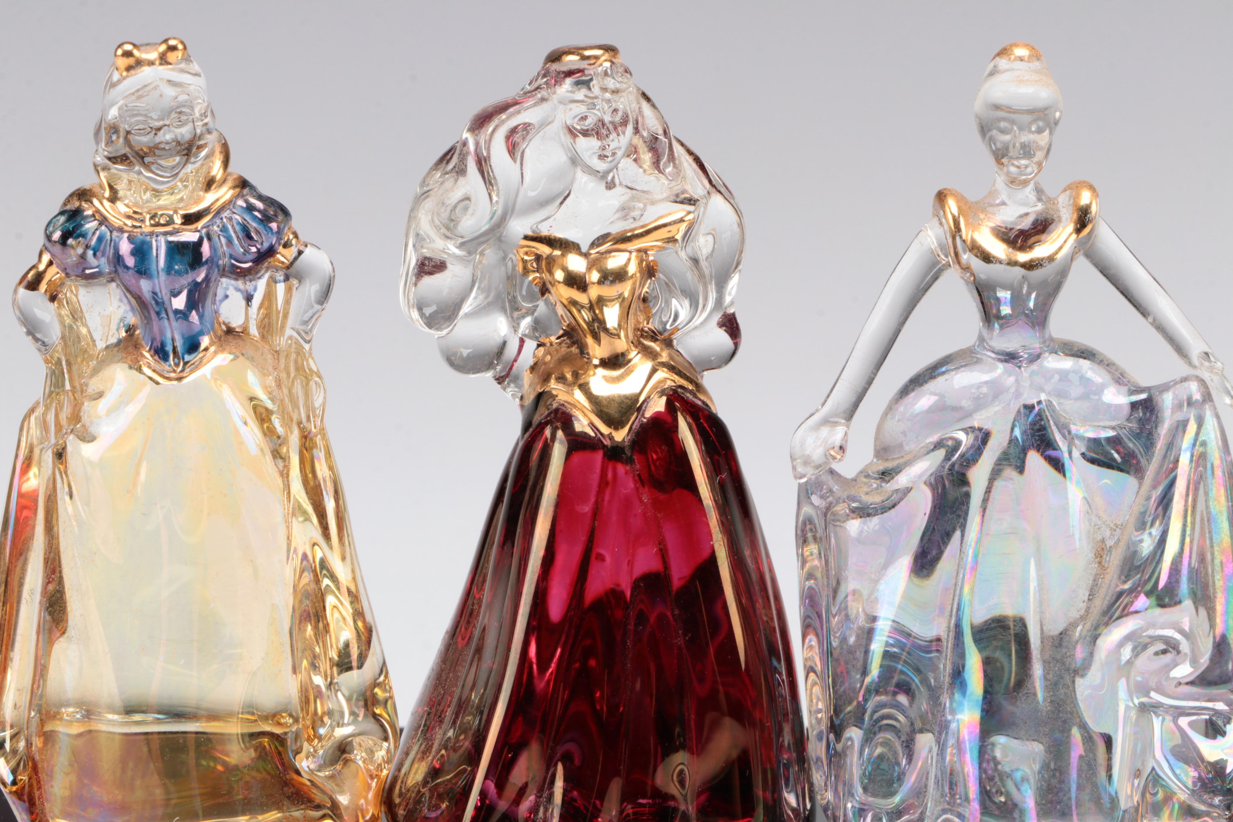 Disney's Princess Collection Glass Miniature Figurines with Wood Stand