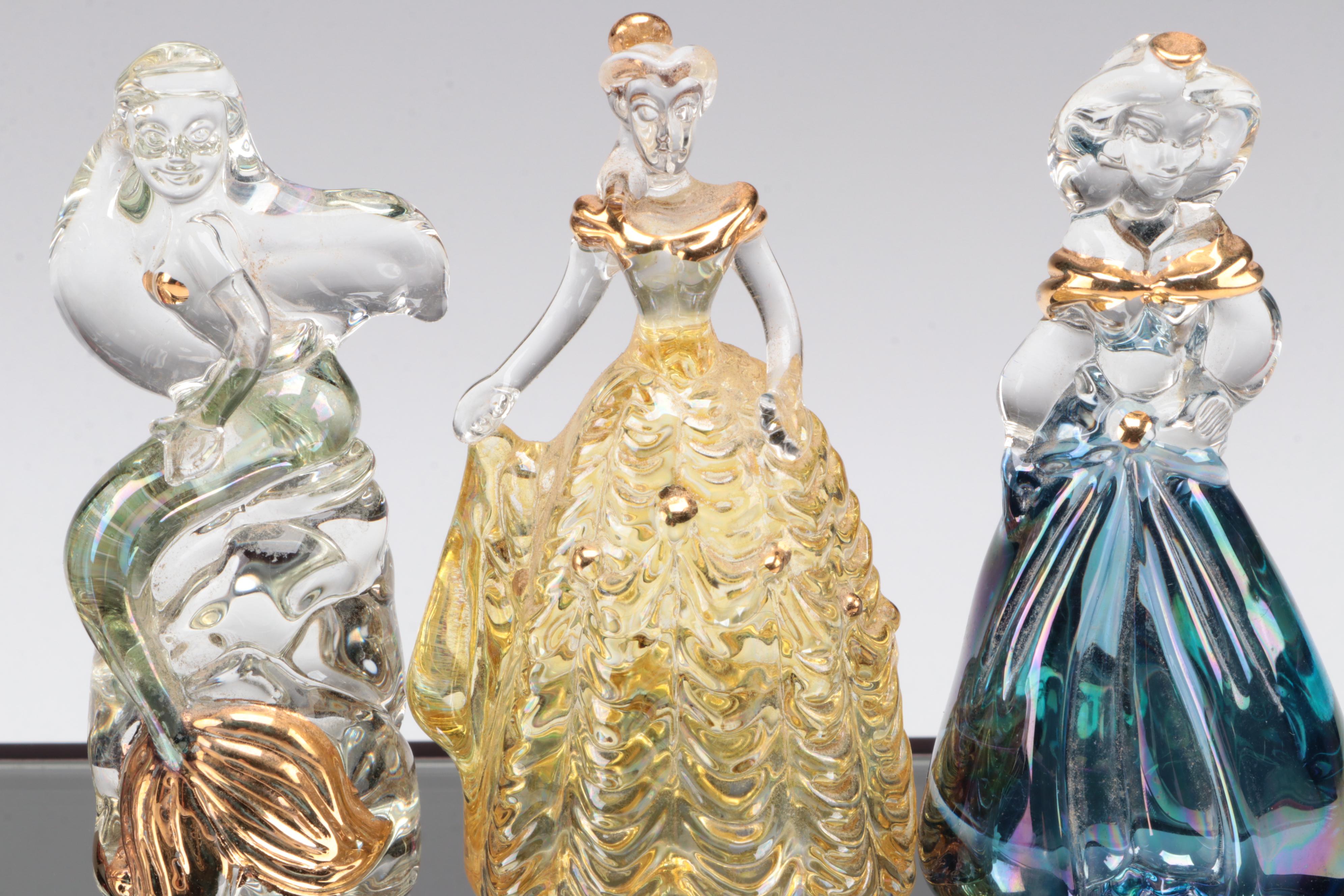 Disney's Princess Collection Glass Miniature Figurines with Wood Stand