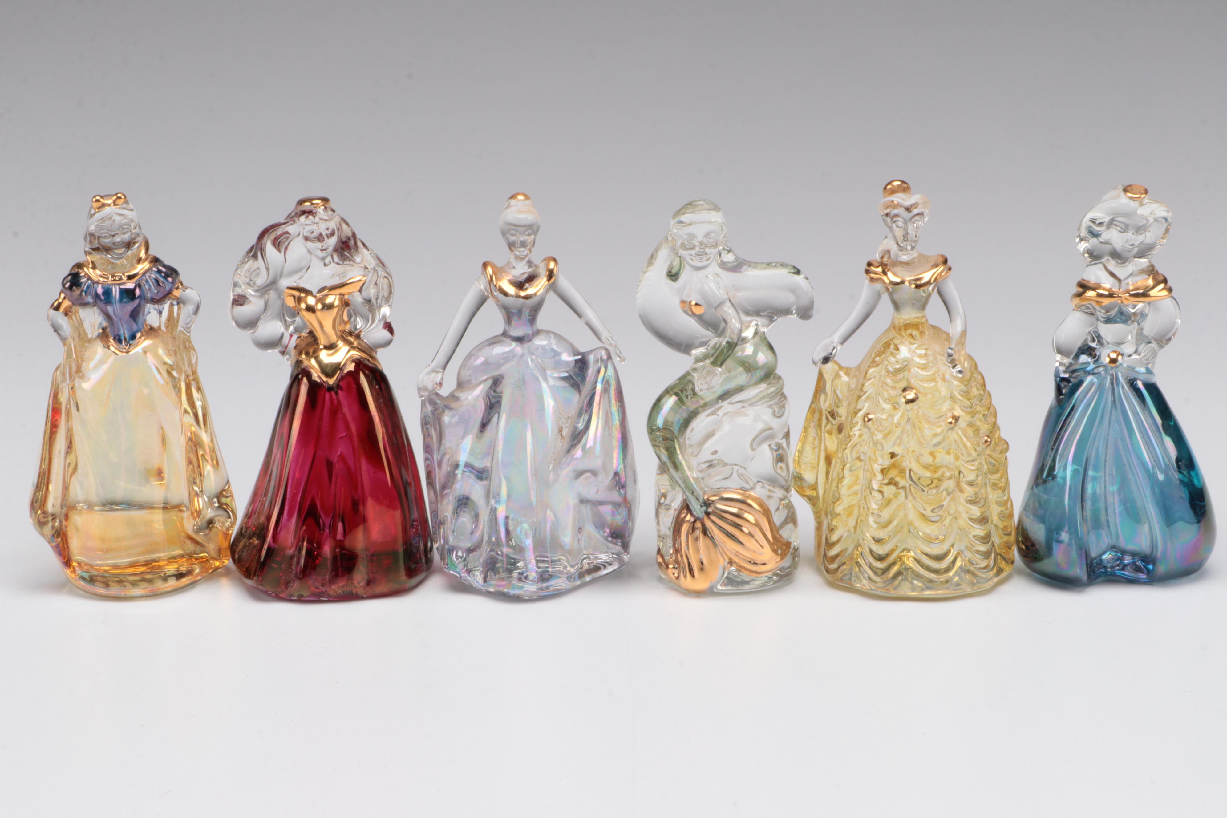 Disney's Princess Collection Glass Miniature Figurines with Wood Stand
