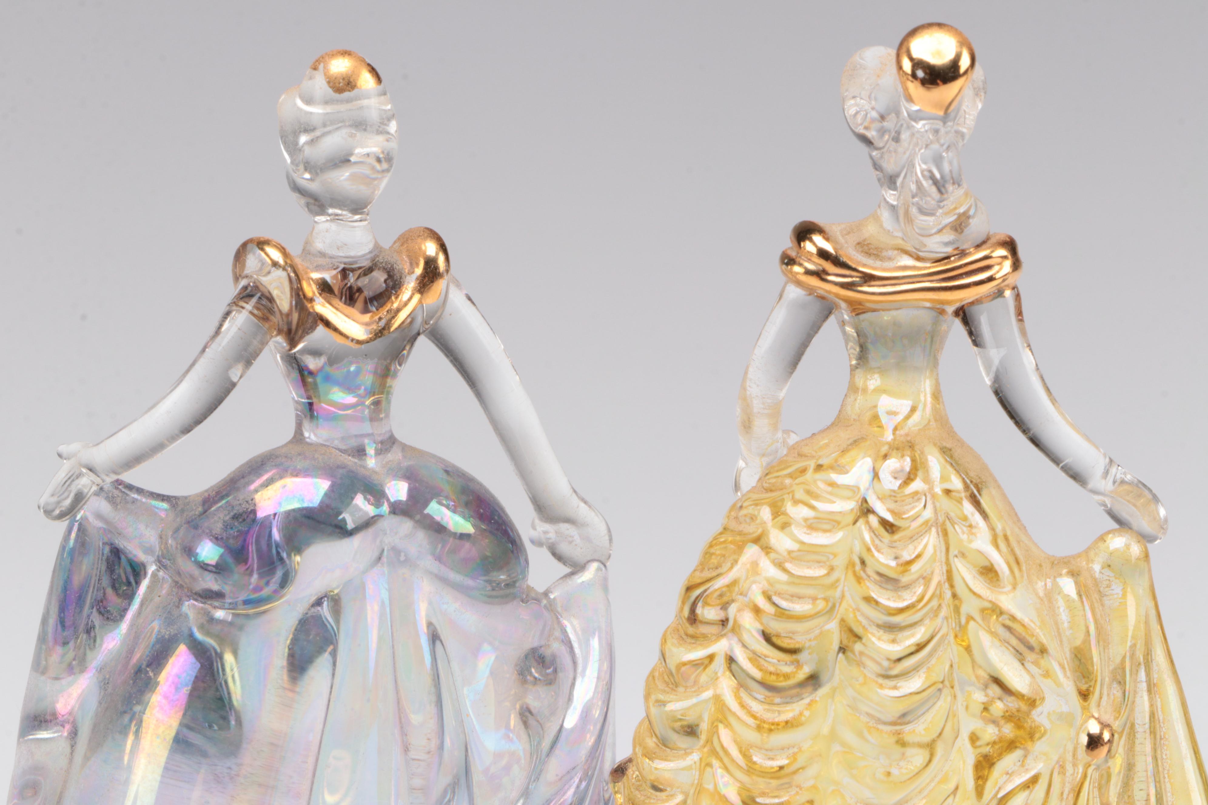 Disney's Princess Collection Glass Miniature Figurines with Wood Stand