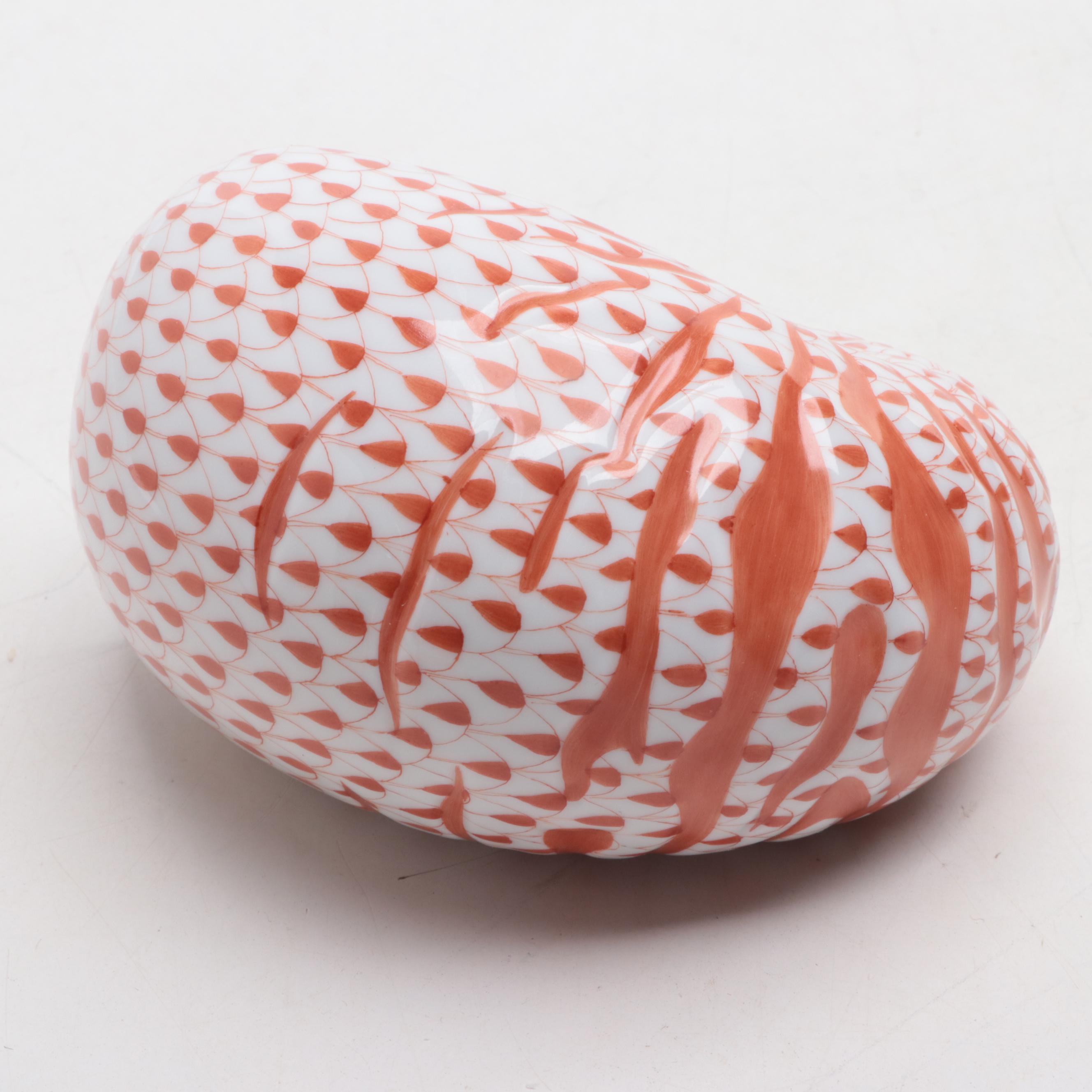 Herend Rust Fishnet with Gold "Nautilus Shell" Porcelain Figurine