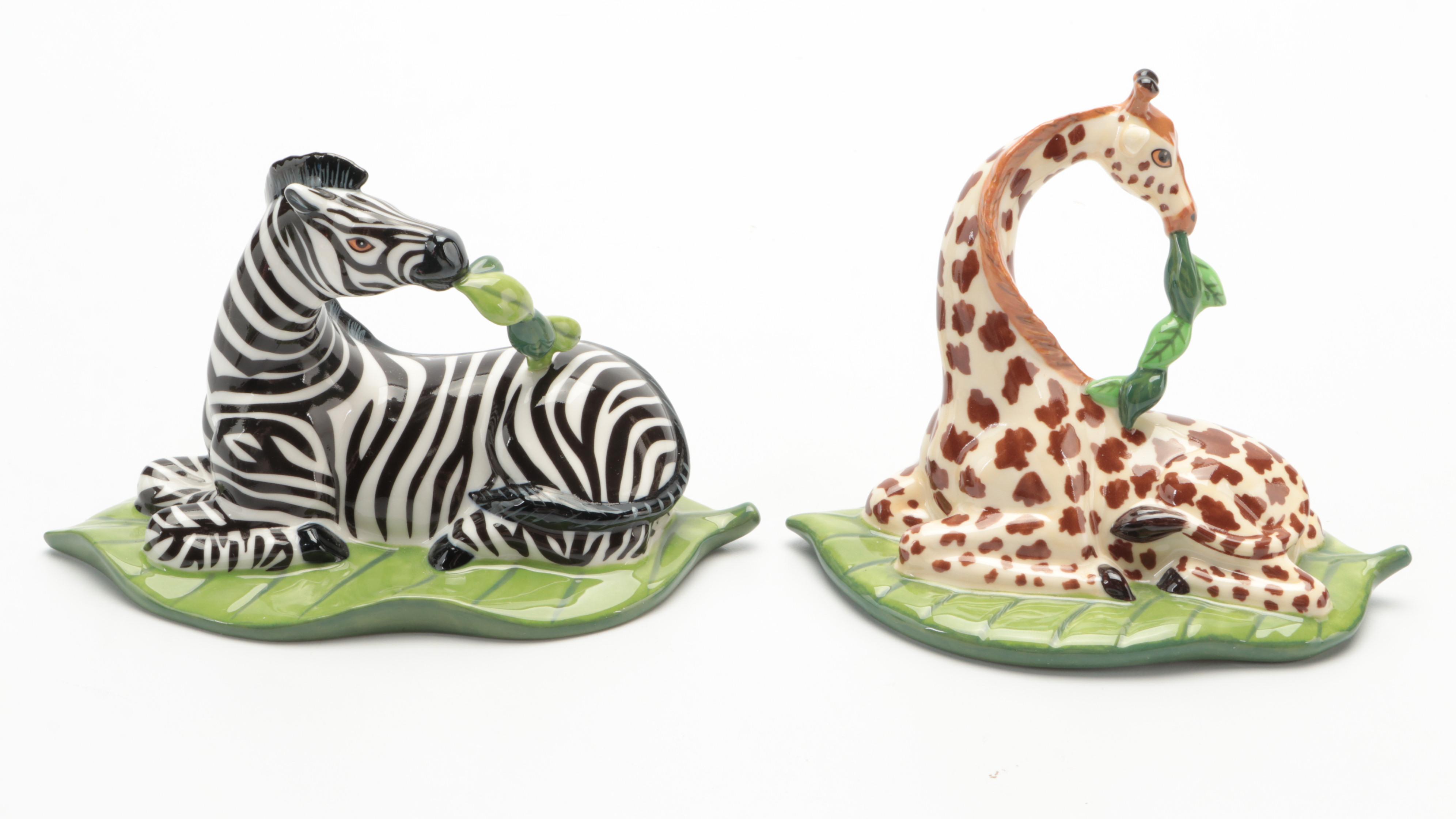 Lynn Chase Designs "Out of Africa" Porcelain Figurines and "Jaguar Jungle" Dish