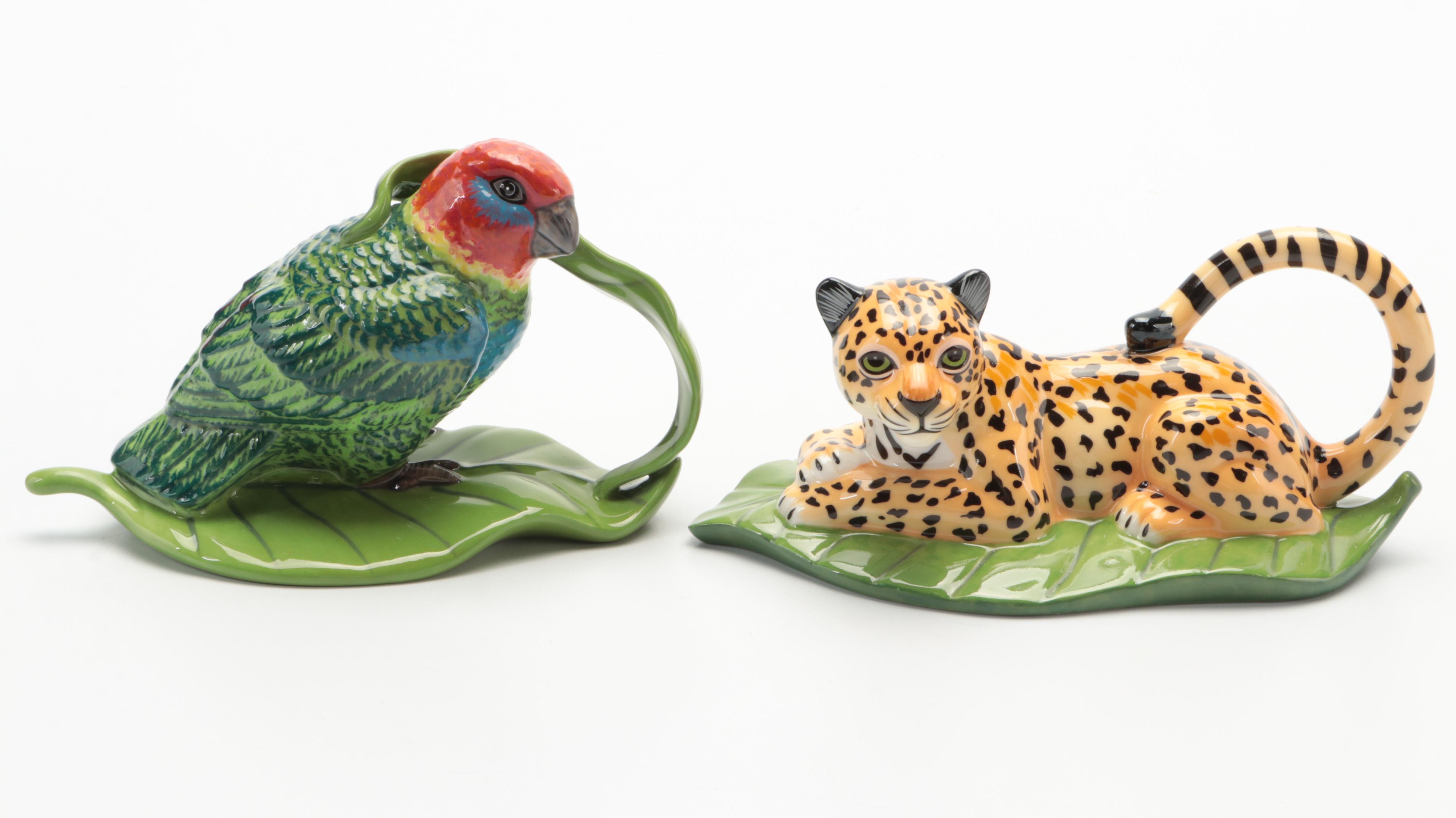Lynn Chase Designs "Out of Africa" Porcelain Figurines and "Jaguar Jungle" Dish