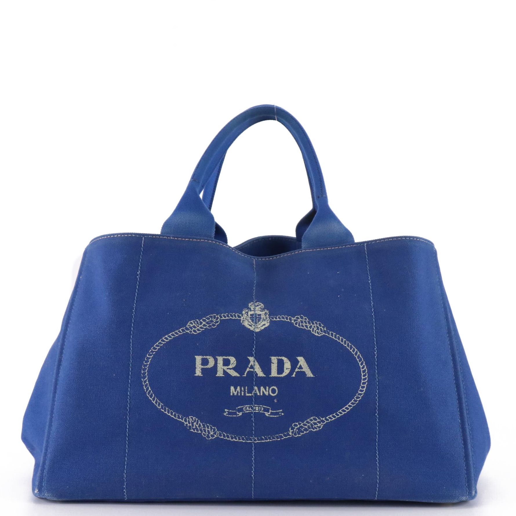 Prada Canapa Tote Bag in Cobalt Blue Canvas