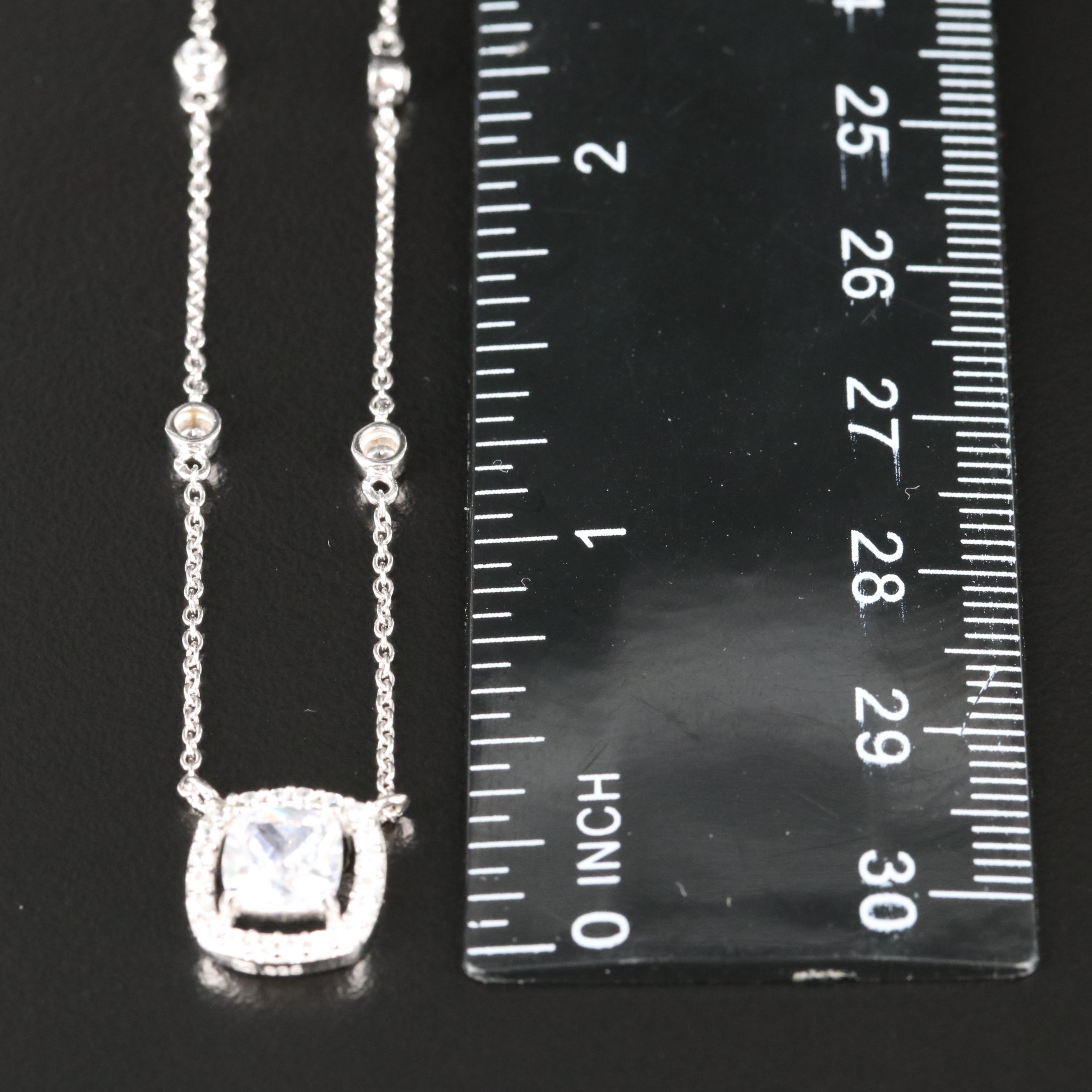 Sterling Cubic Zirconia Square Necklace