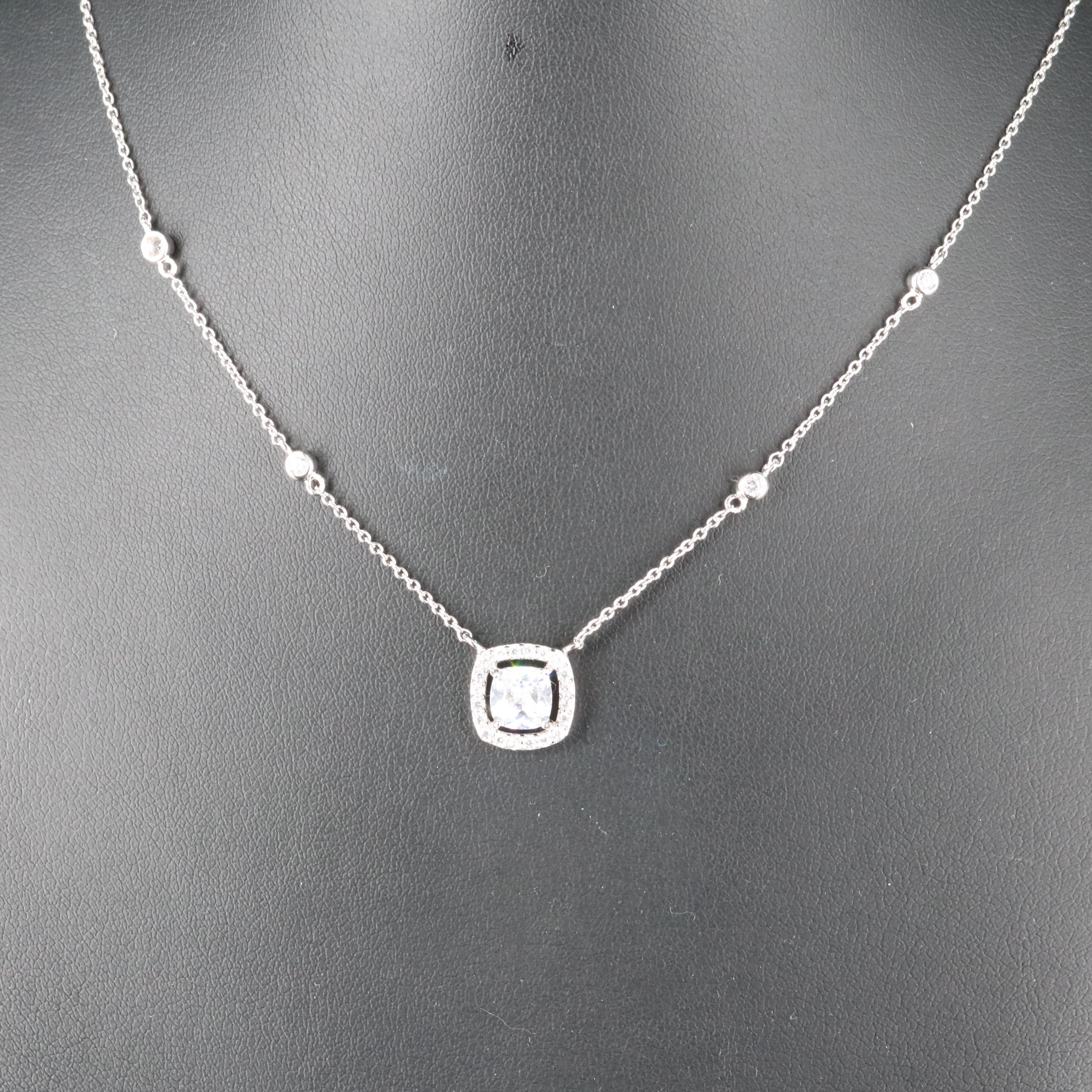 Sterling Cubic Zirconia Square Necklace