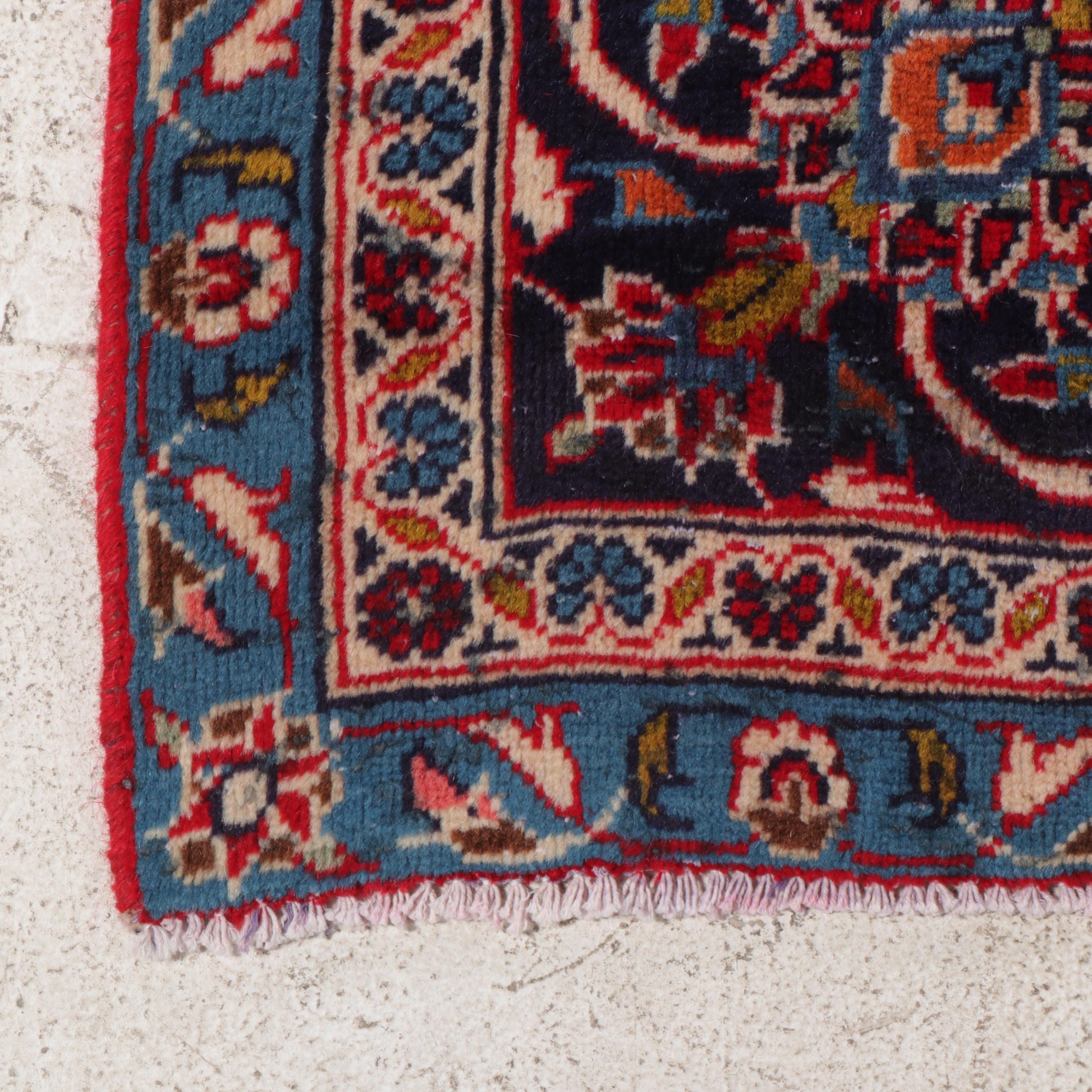 9'2 x 13'5 Hand-Knotted Persian Kashan Area Rug