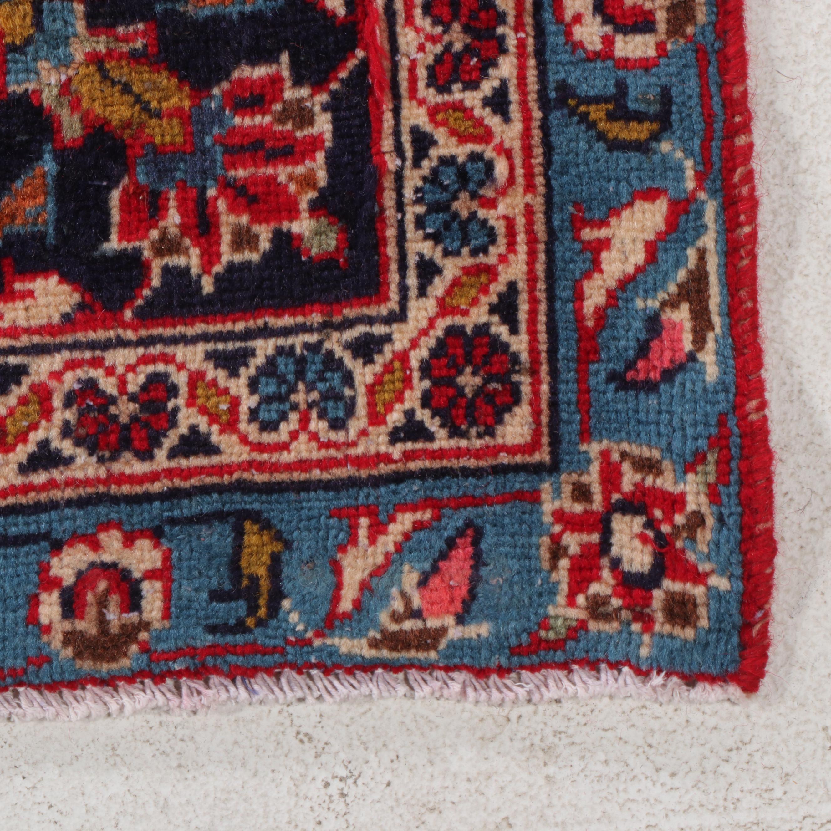 9'2 x 13'5 Hand-Knotted Persian Kashan Area Rug