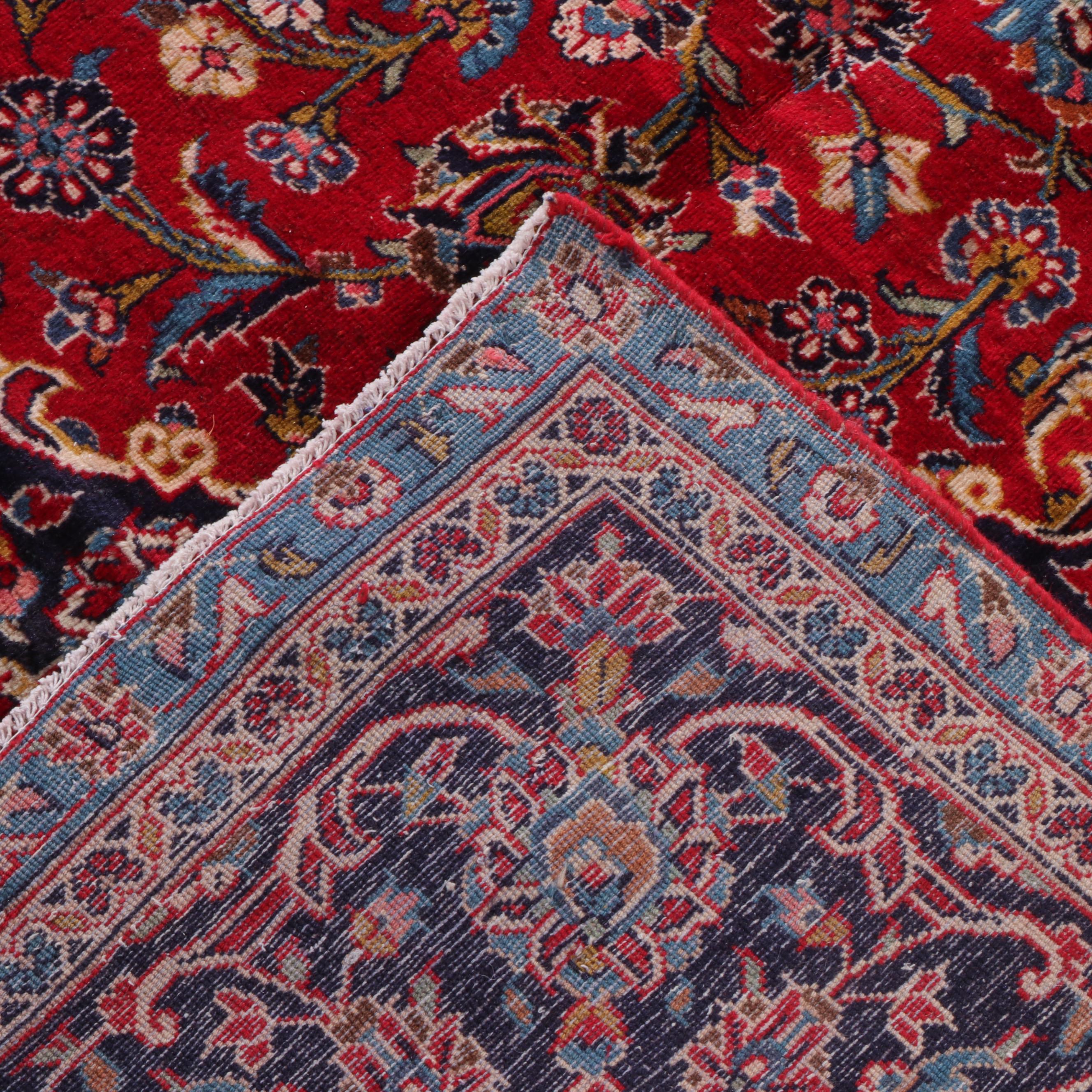 9'2 x 13'5 Hand-Knotted Persian Kashan Area Rug
