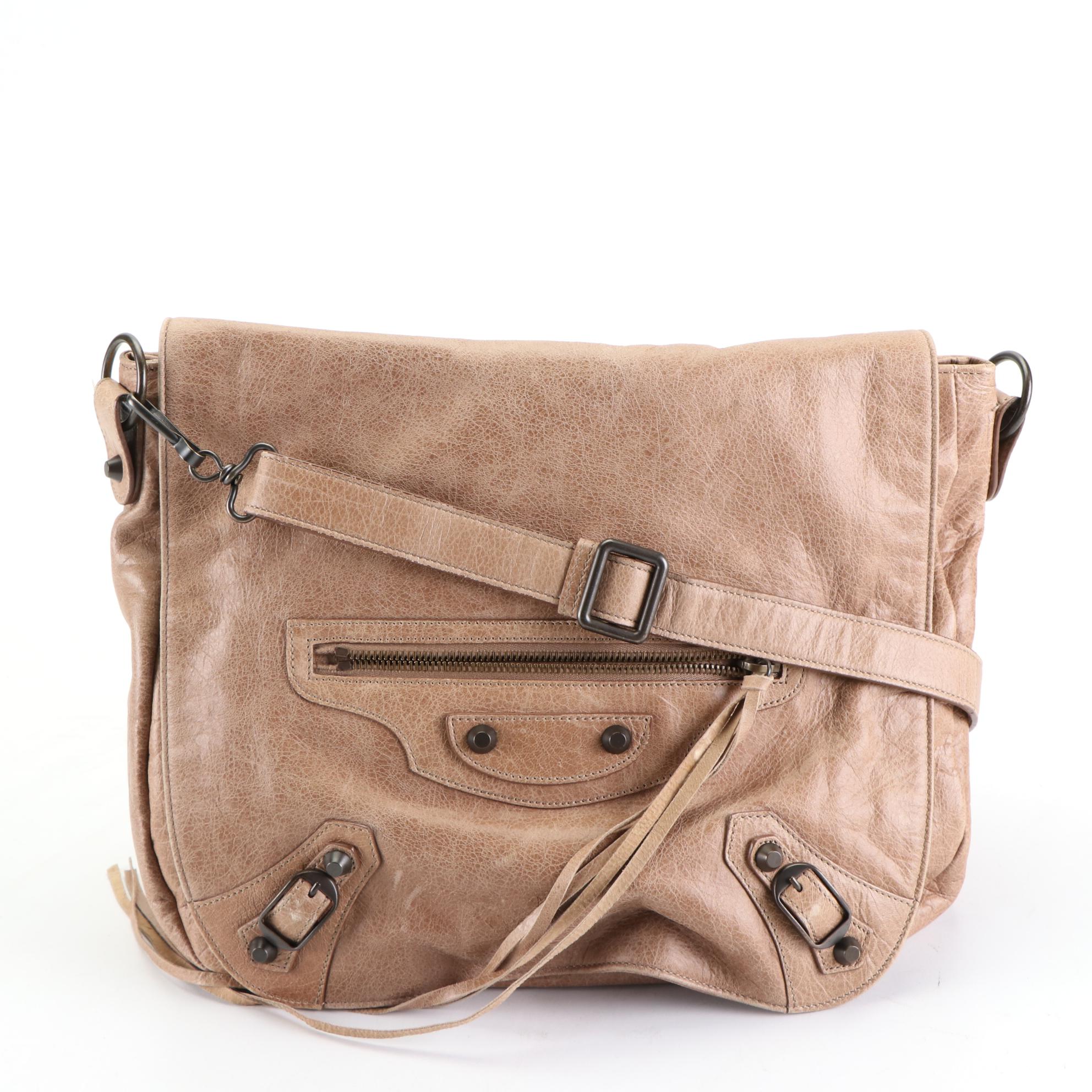 Balenciaga Baby Daim Classic Studs Folk Messenger Bag