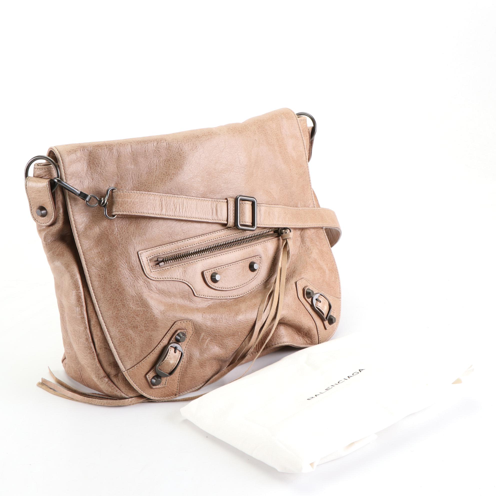 Balenciaga Baby Daim Classic Studs Folk Messenger Bag