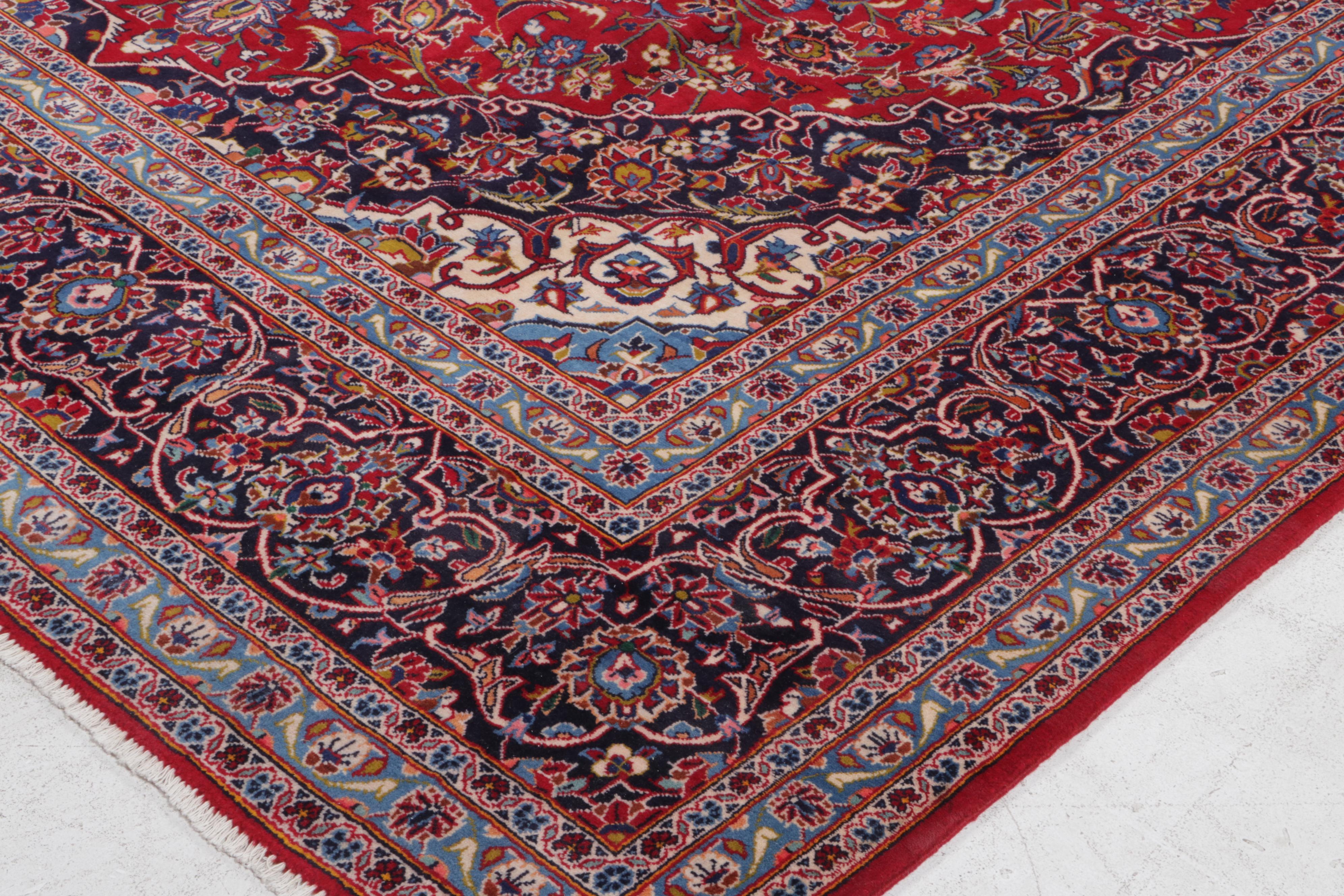 10' x 14'9 Hand-Knotted Persian Kashan Area Rug