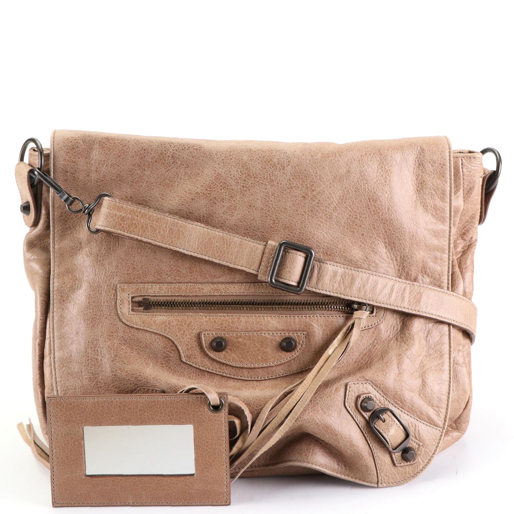 Balenciaga Baby Daim Classic Studs Folk Messenger Bag