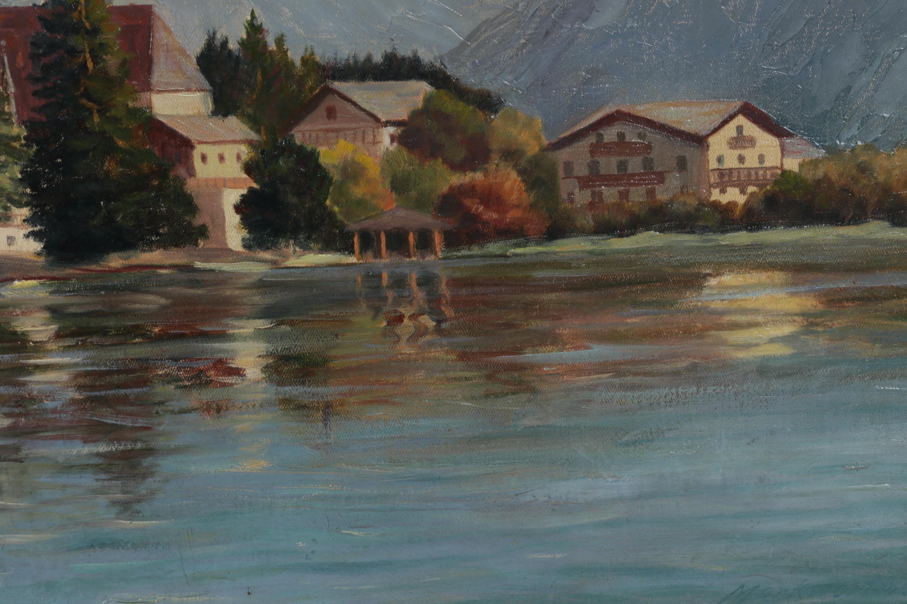 Mark Worth Oil Painting "Egern am Tegernsee," Mid-20th Century