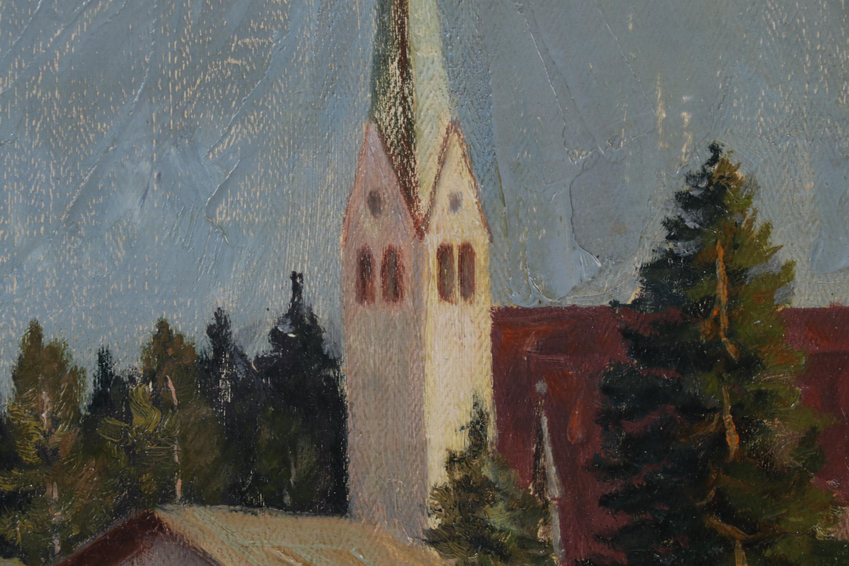 Mark Worth Oil Painting "Egern am Tegernsee," Mid-20th Century