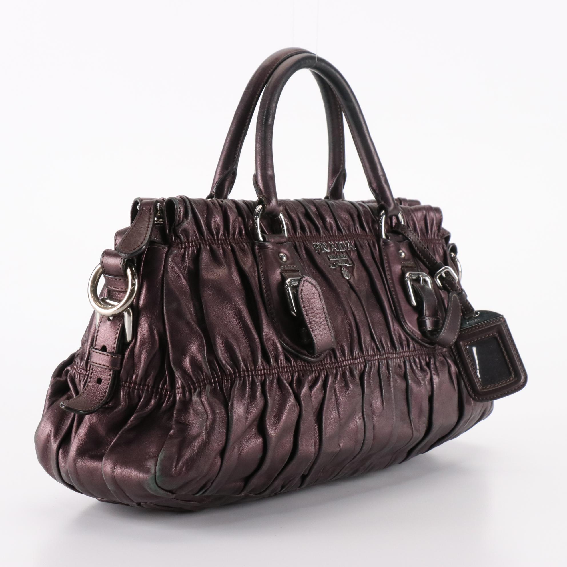 Prada Metallic Gaufre Leather Satchel