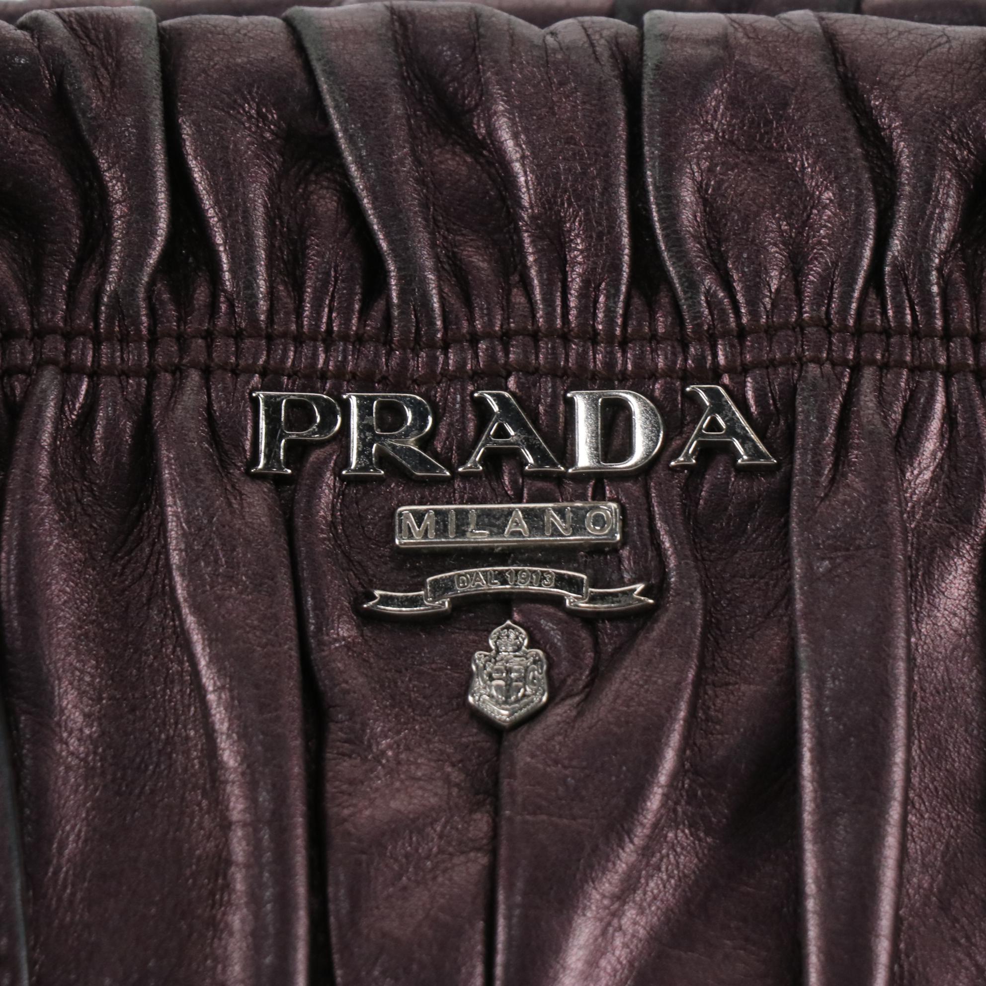 Prada Metallic Gaufre Leather Satchel