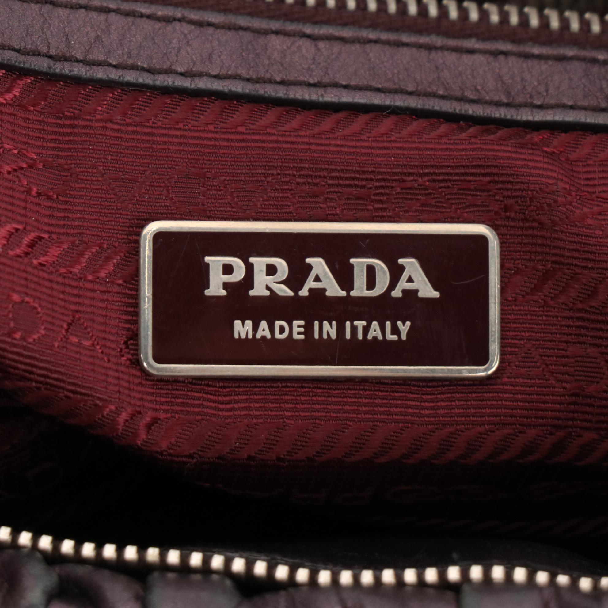 Prada Metallic Gaufre Leather Satchel