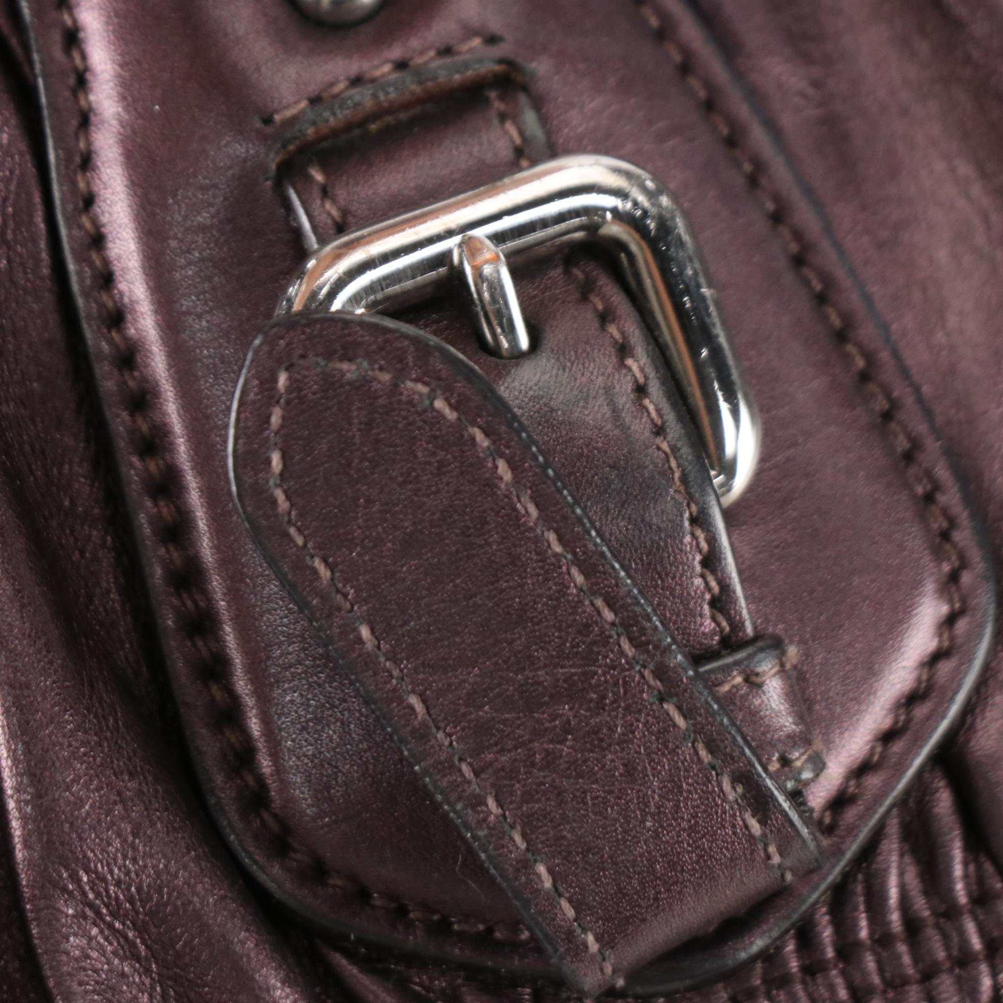 Prada Metallic Gaufre Leather Satchel