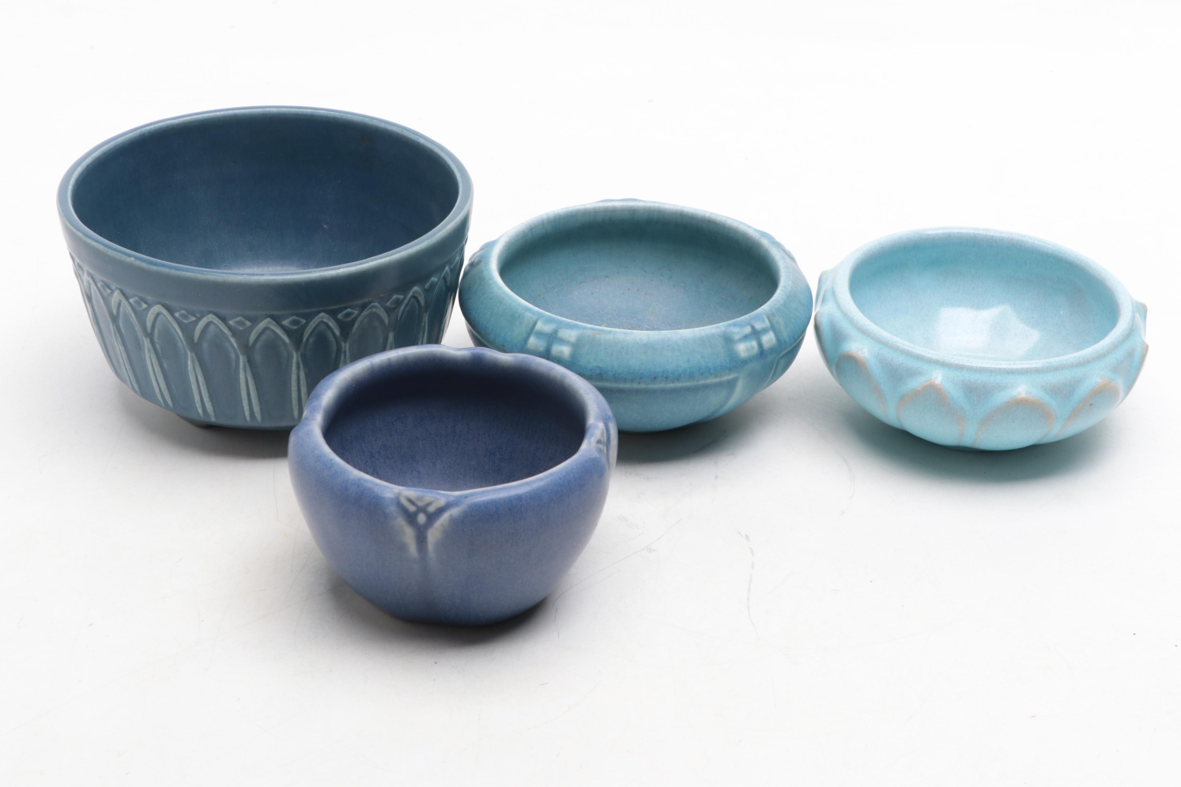 Rookwood Pottery Blue Ceramic Planters and Vases, Early to Mid-20th Century