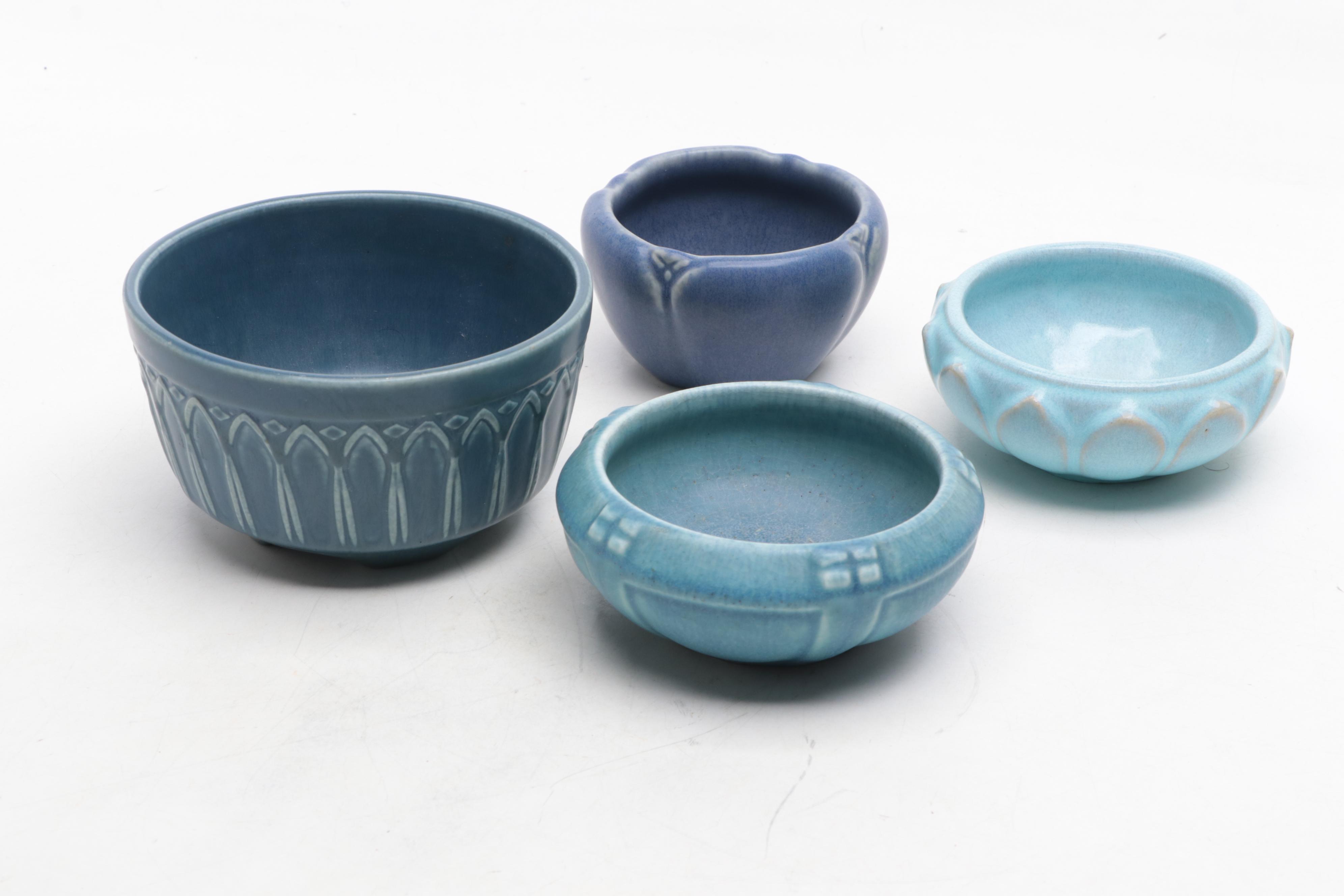 Rookwood Pottery Blue Ceramic Planters and Vases, Early to Mid-20th Century