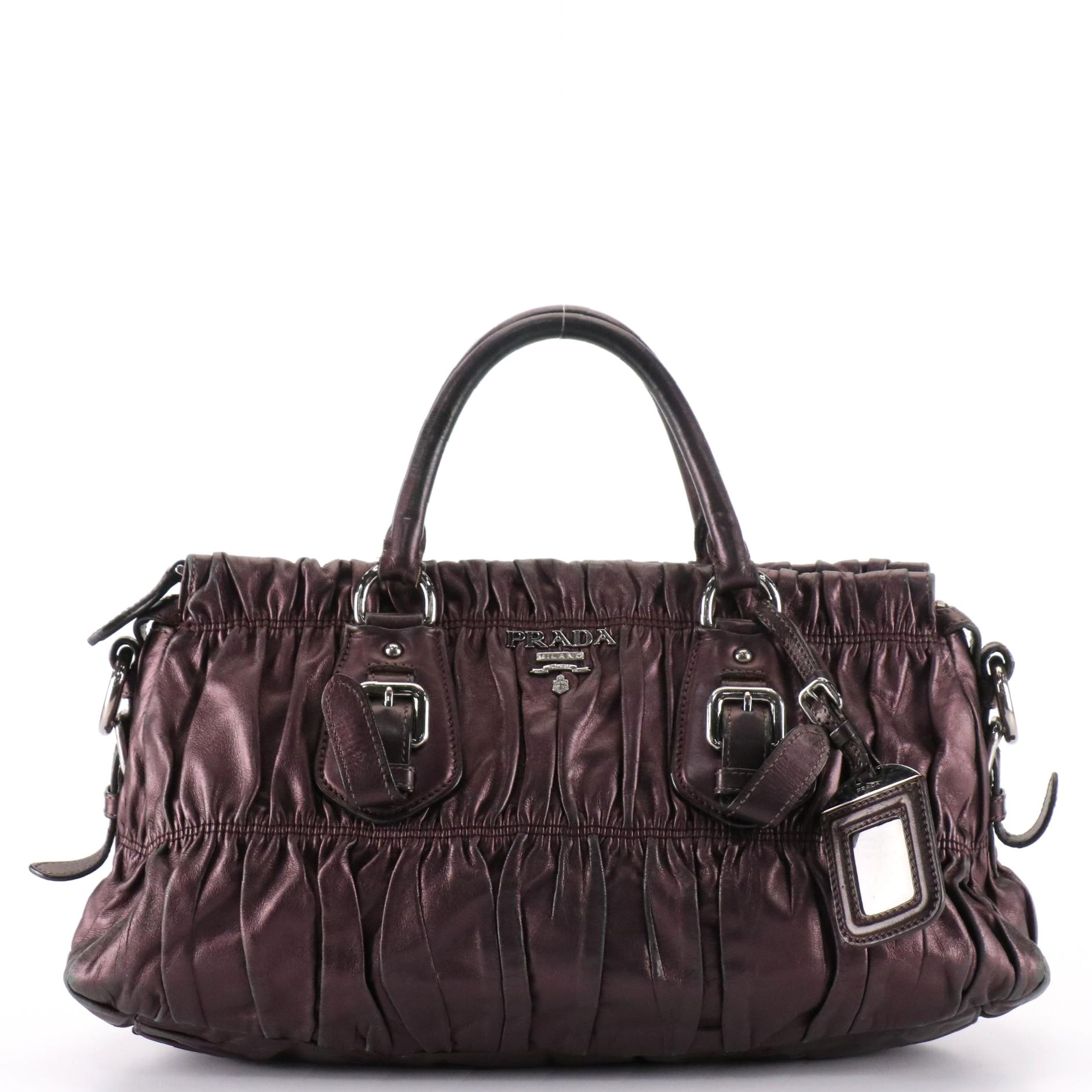 Prada Metallic Gaufre Leather Satchel