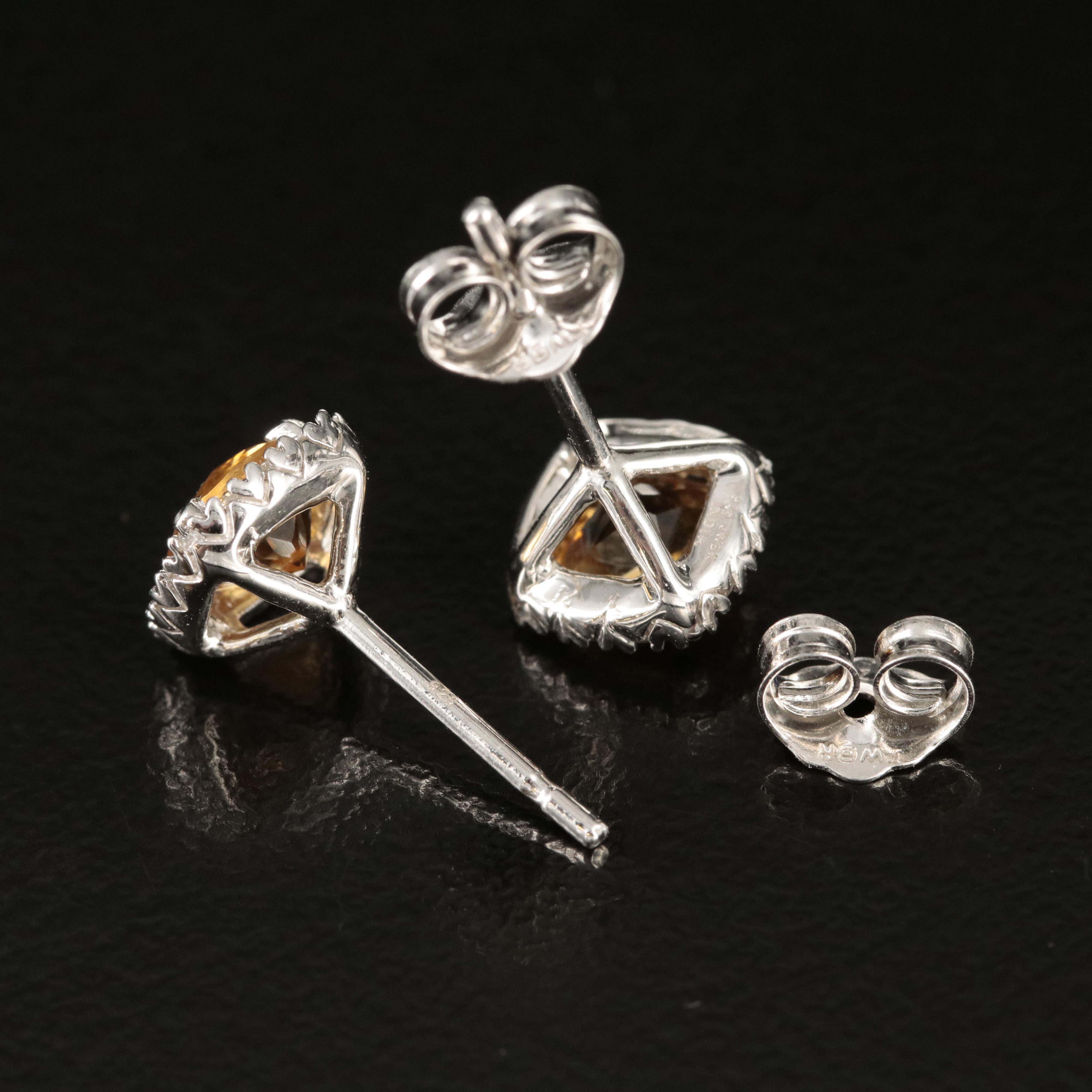 Sterling Citrine and Sapphire Stud Earrings