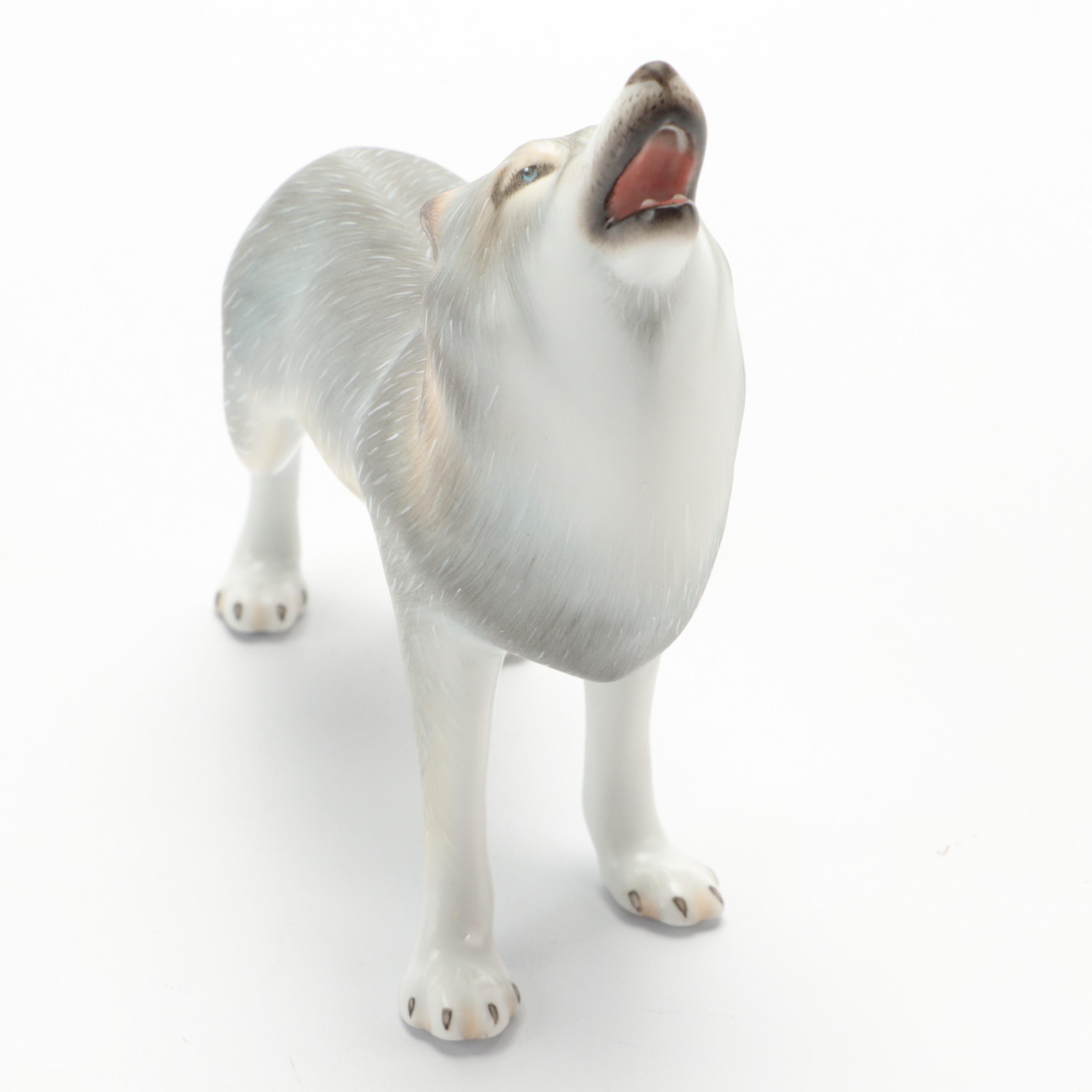 Herend First Edition Natural "Wolf" Porcelain Figurine
