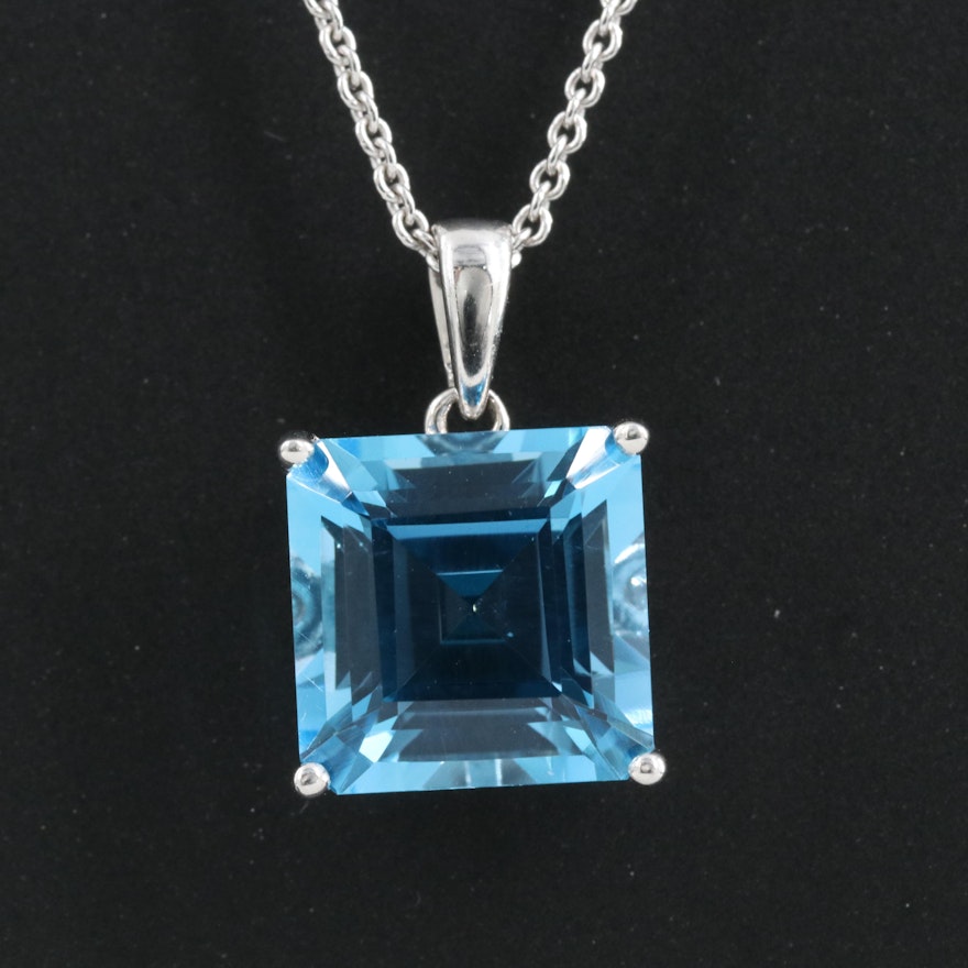 Sterling Topaz Pendant Necklace