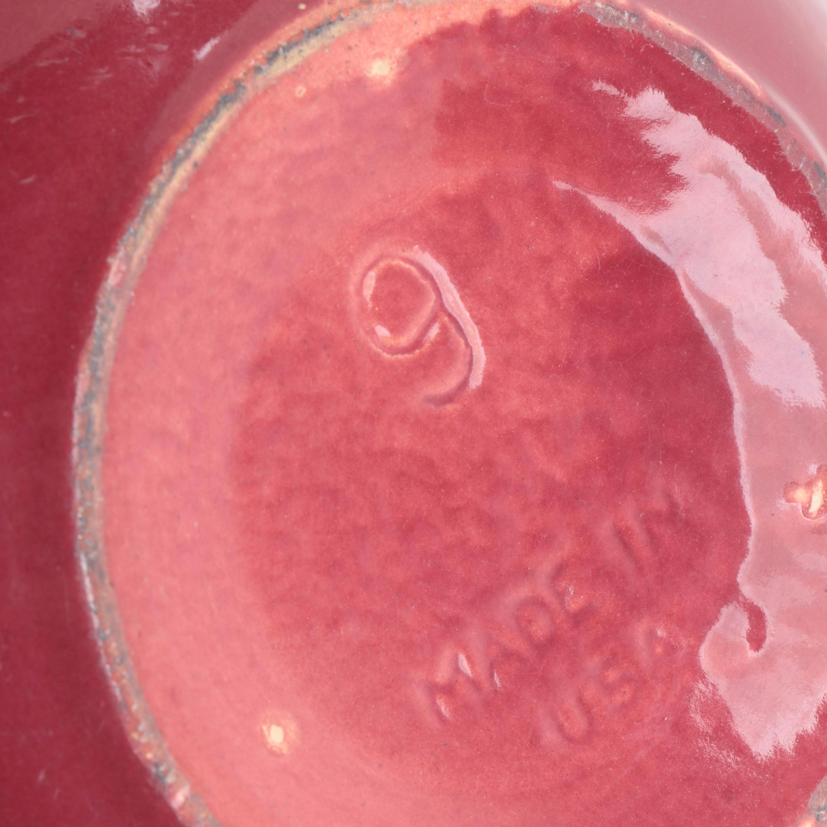 Red Ceramic Mixing Bowls, Bentwood and Wire Grain Sifter and Rolling Pin