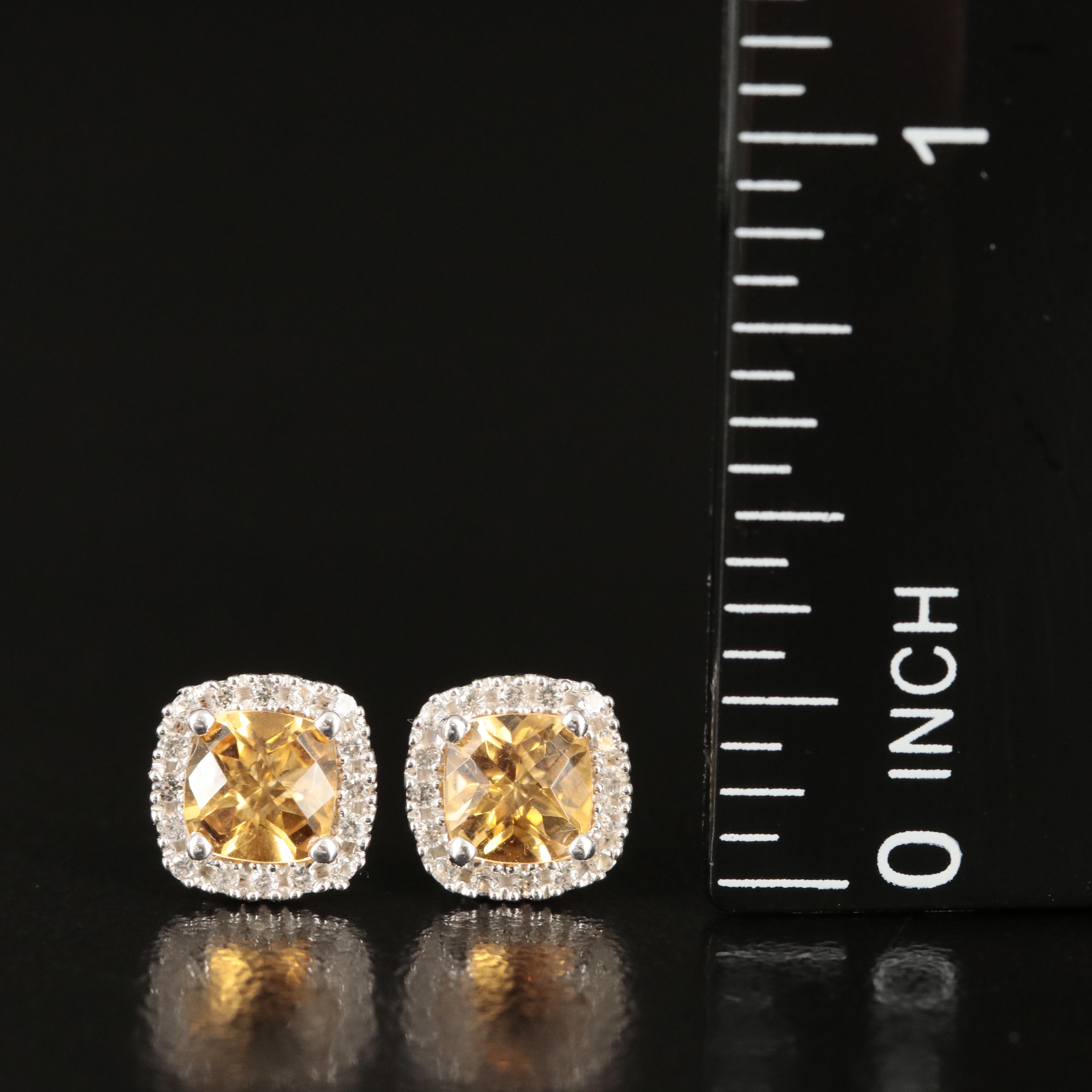 Sterling Citrine and Sapphire Earrings