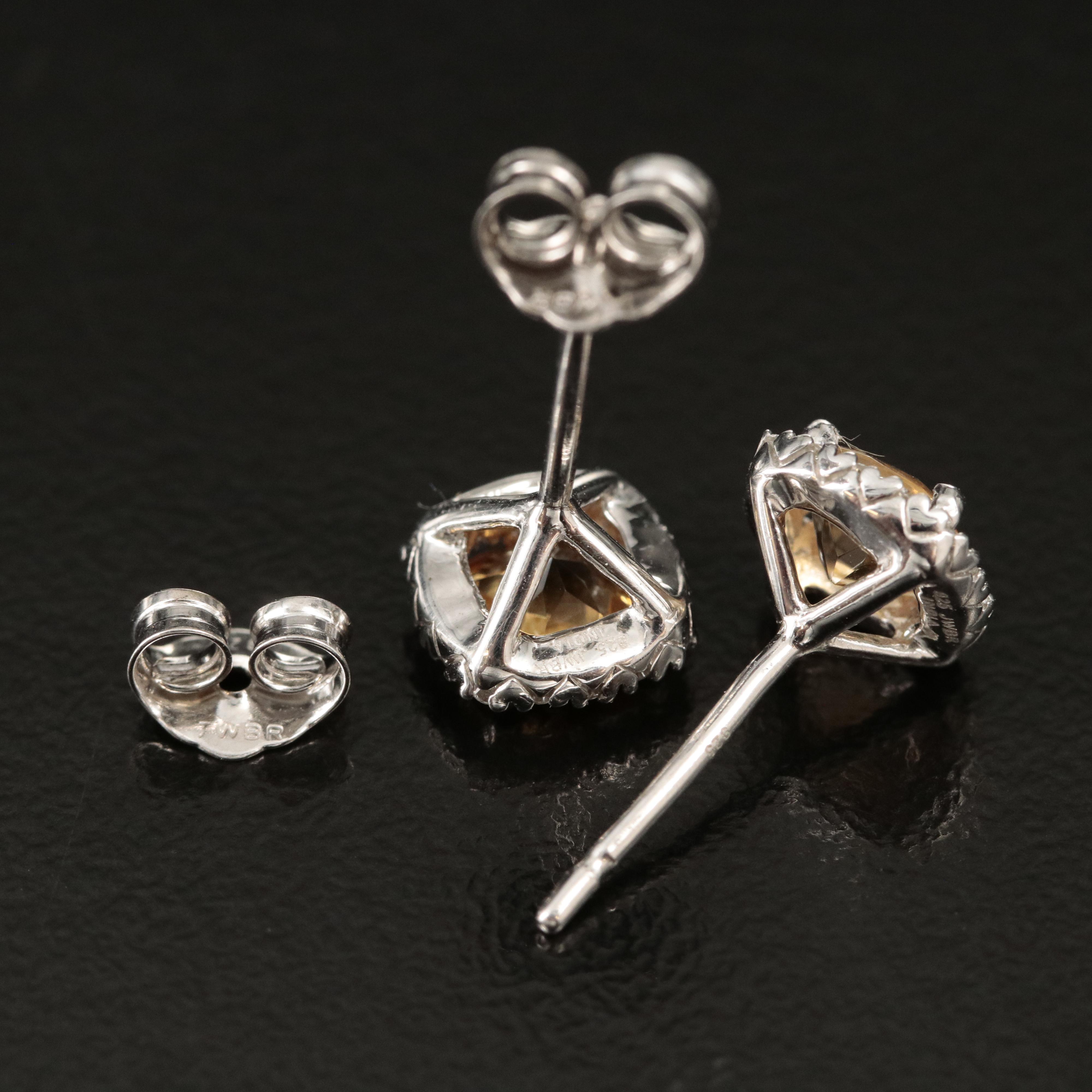 Sterling Citrine and Sapphire Earrings