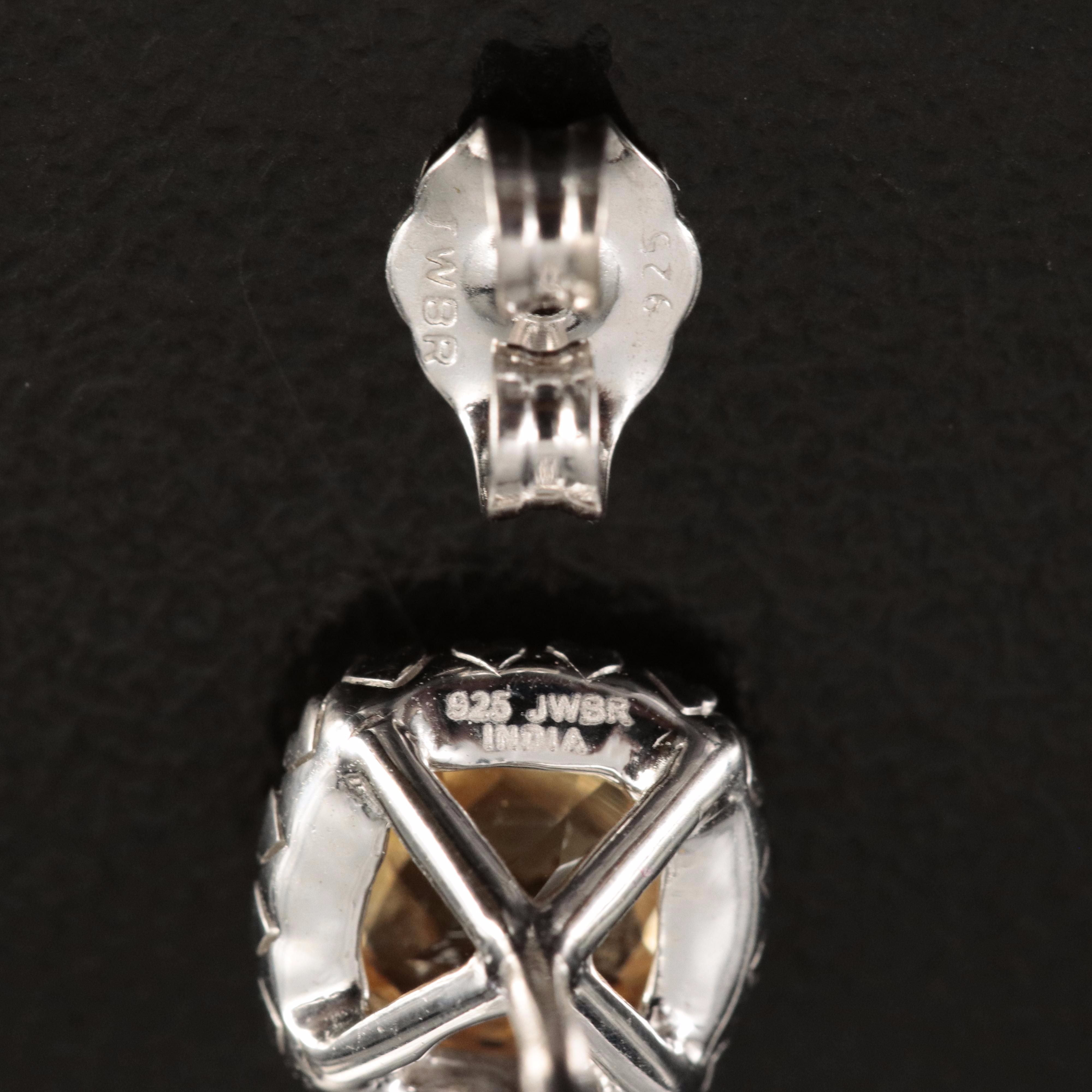 Sterling Citrine and Sapphire Earrings